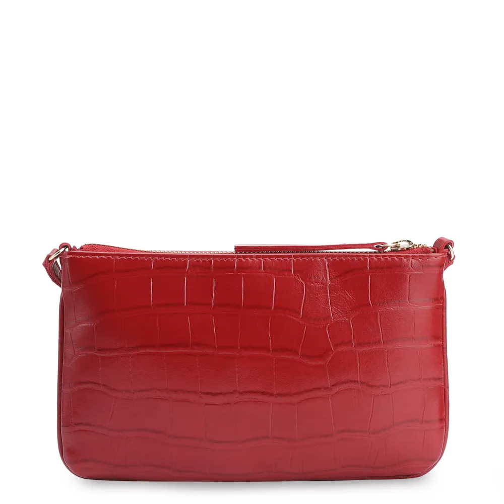 Bolsa Transversal Couro Croco Vermelho - imagem 3