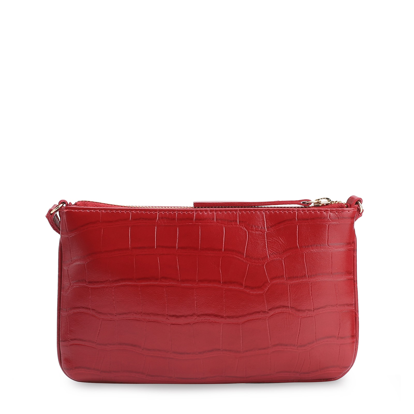 Bolsa Transversal Couro Croco Vermelho