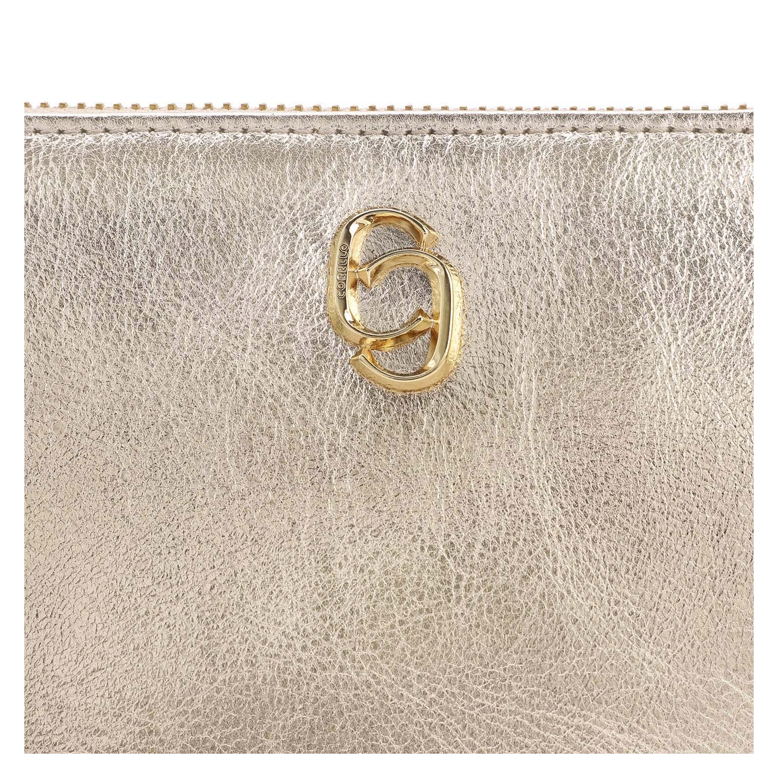 Bolsa Transversal Couro Dourado