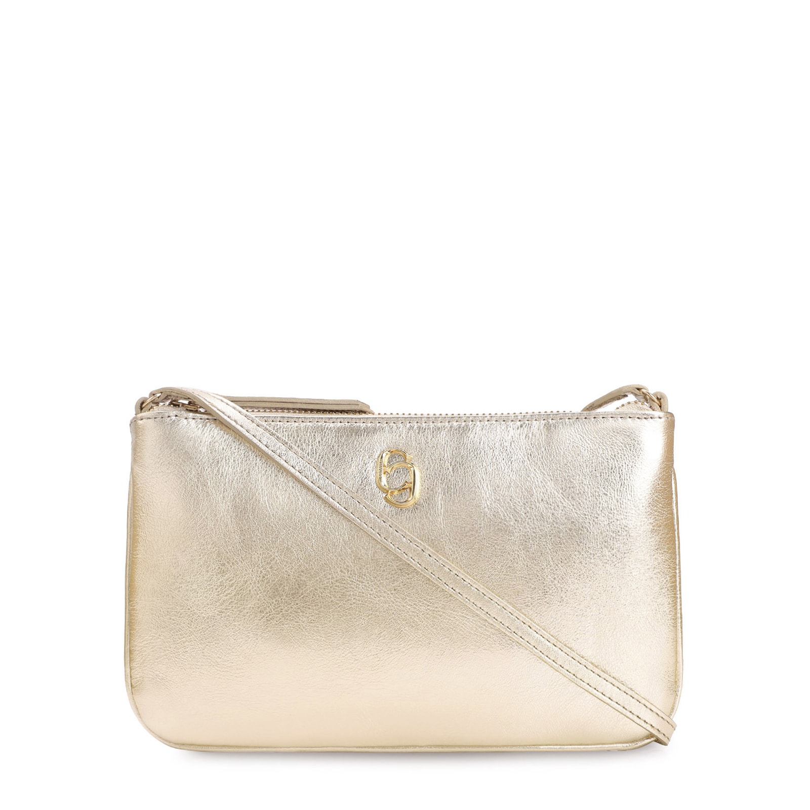 Bolsa Transversal Couro Dourado