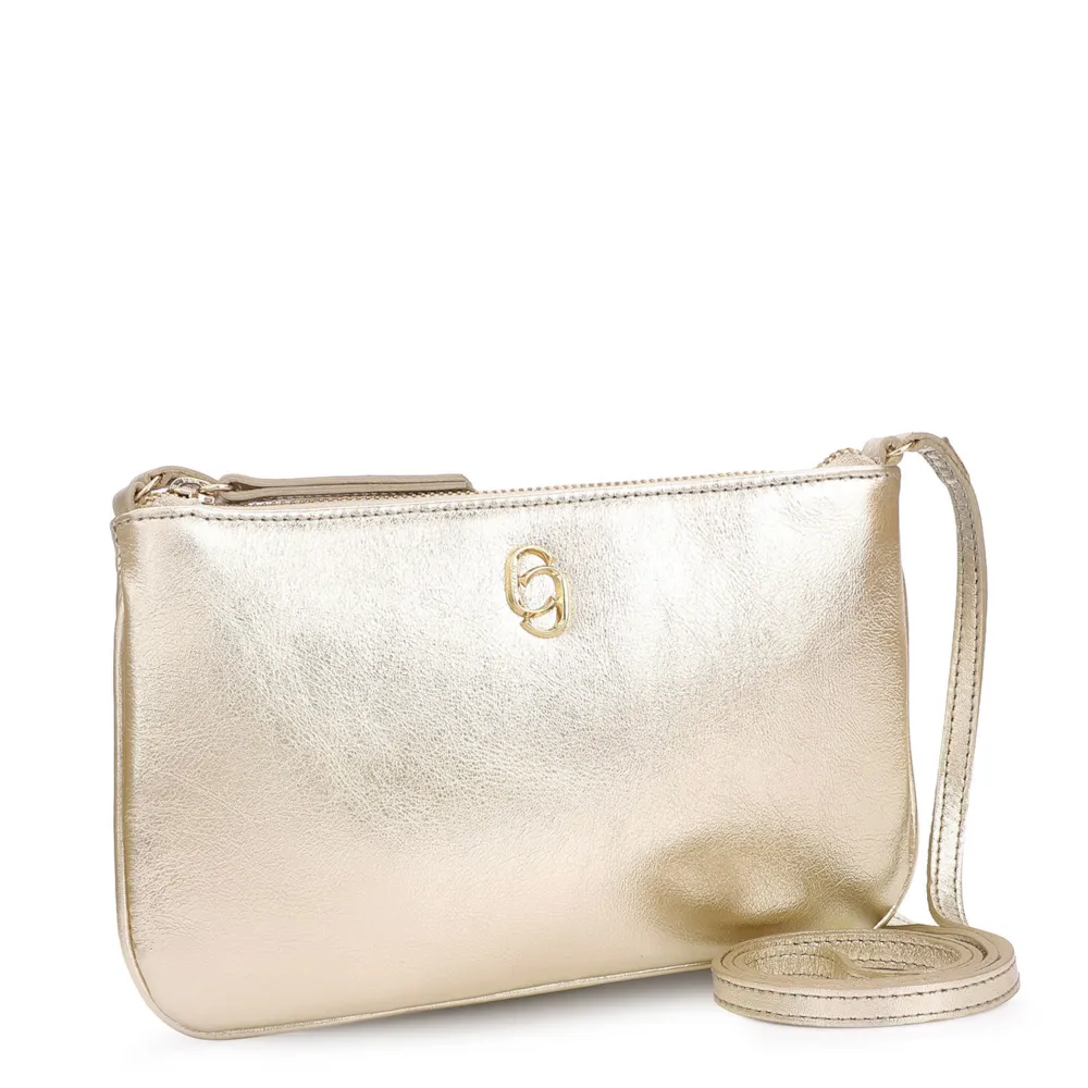 Bolsa Transversal Couro Dourado - imagem 2