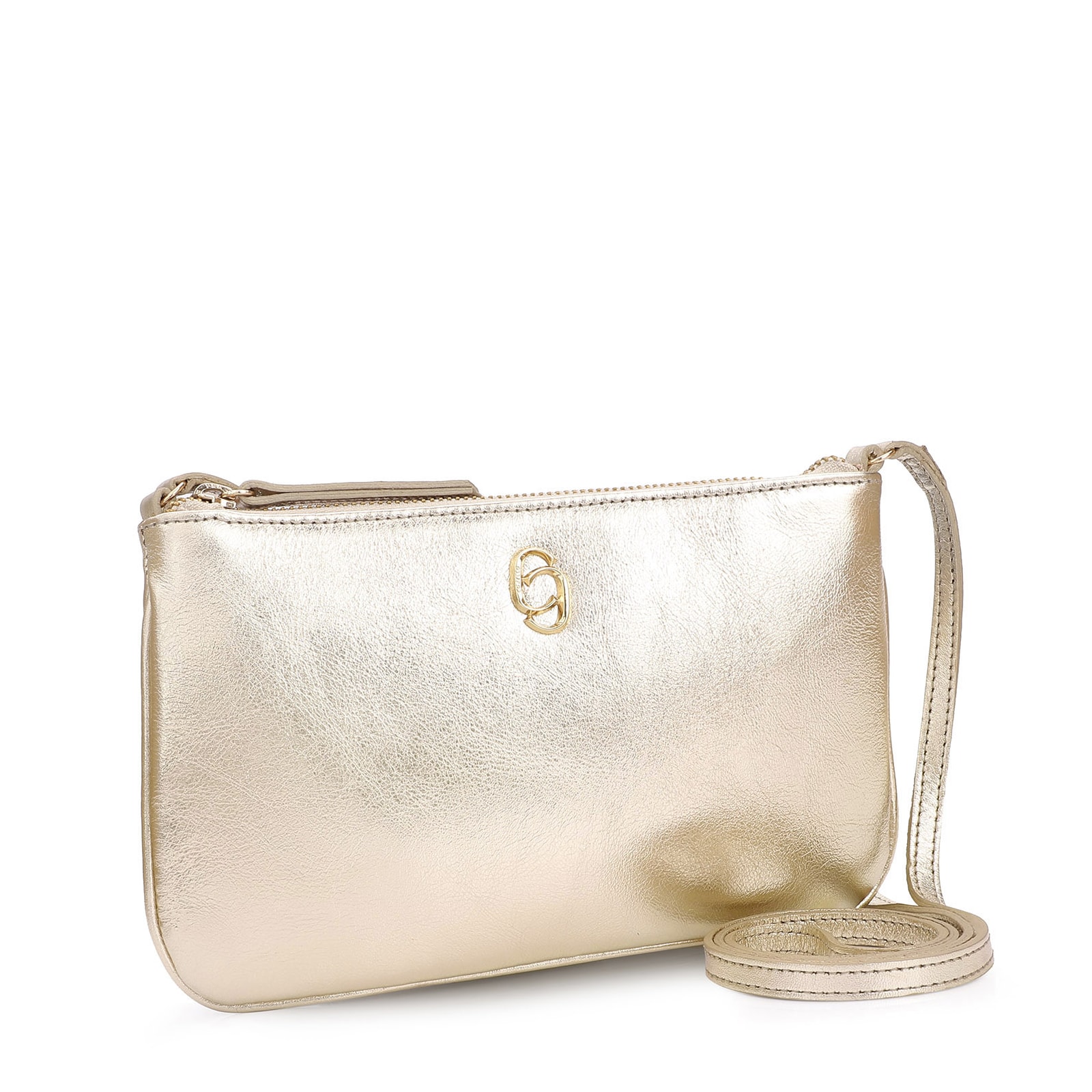 Bolsa Transversal Couro Dourado