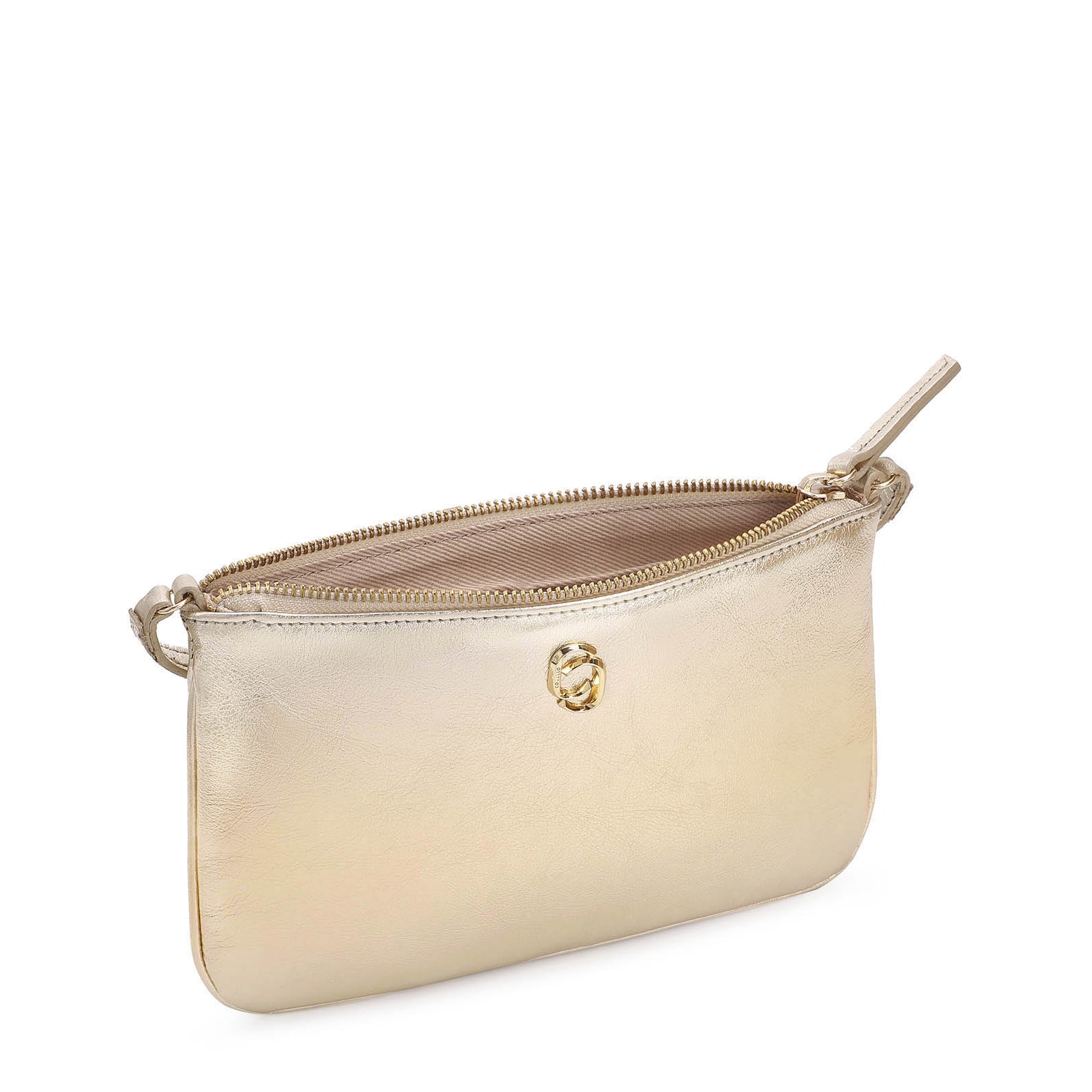 Bolsa Transversal Couro Dourado