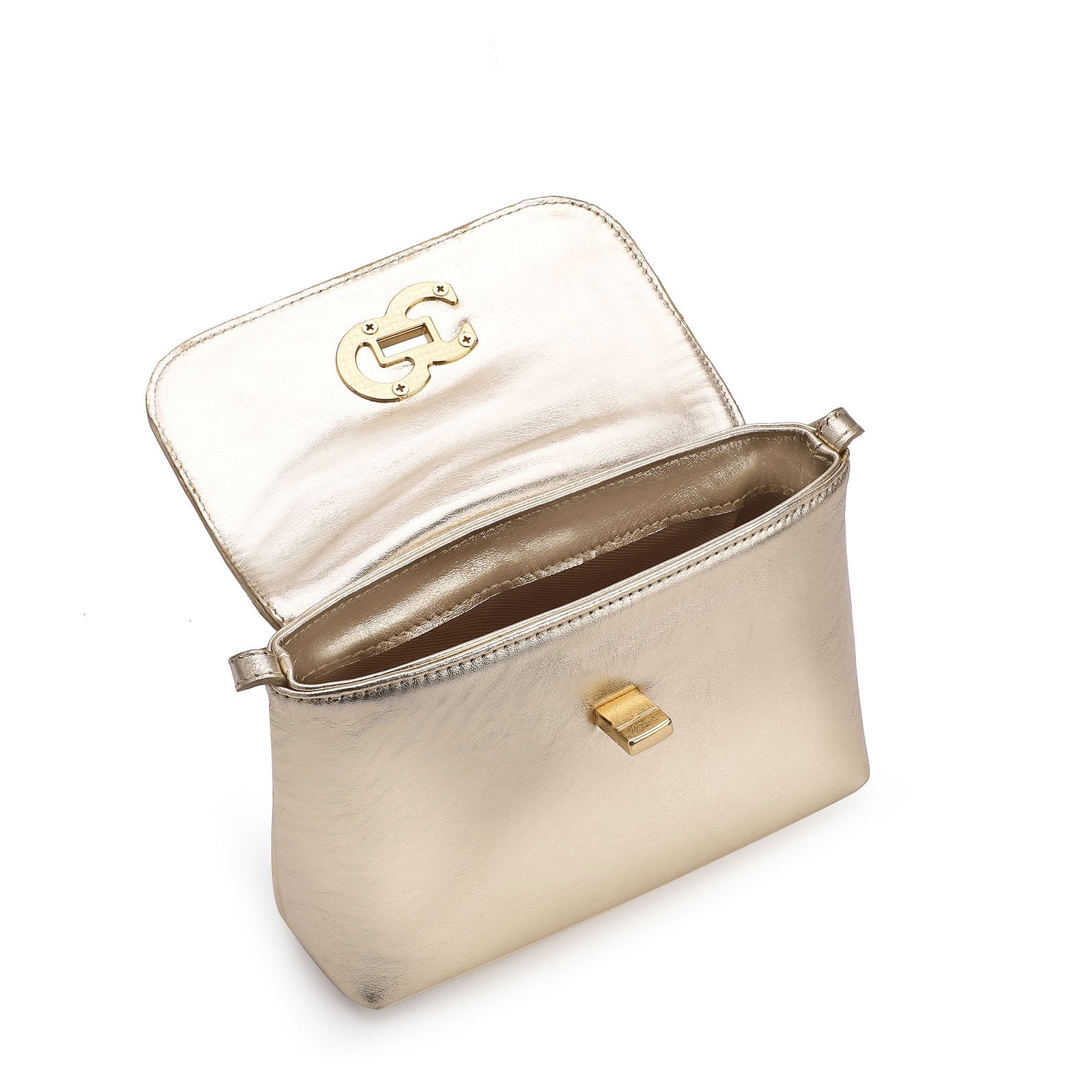 Bolsa Transversal Couro Dourado