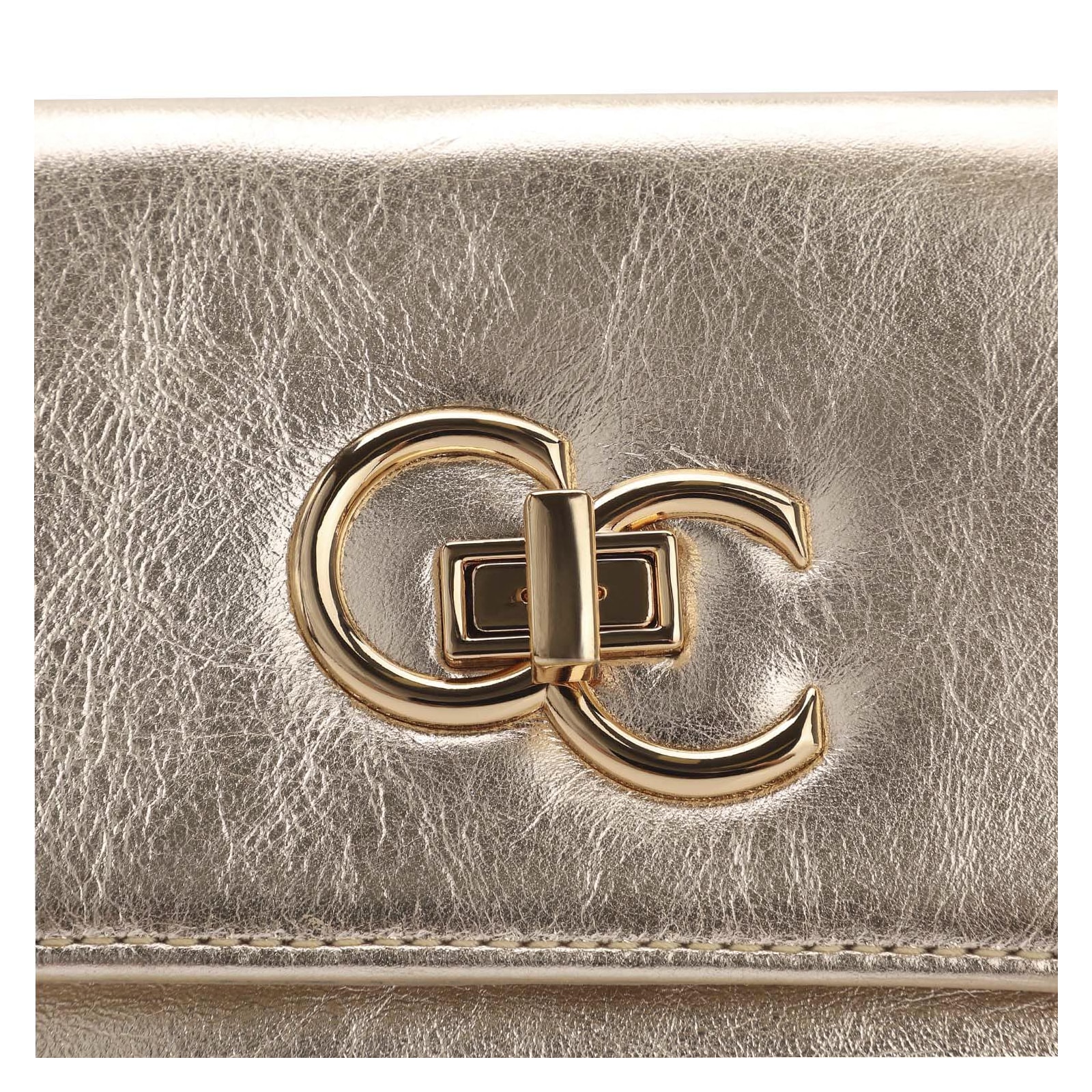 Bolsa Transversal Couro Dourado