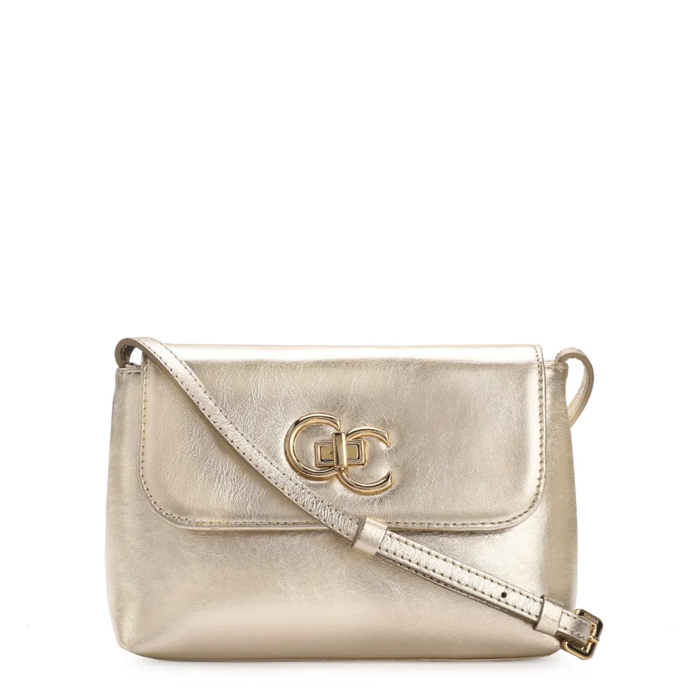 Bolsa Transversal Couro Dourado