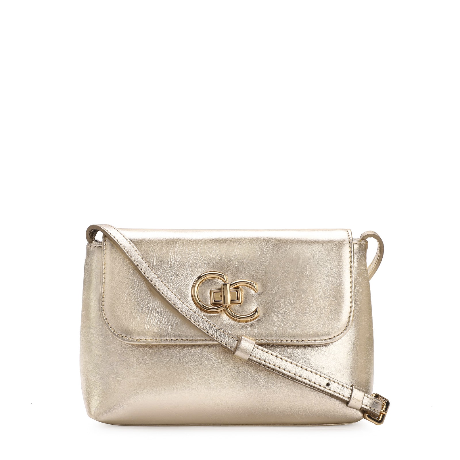 Bolsa Transversal Couro Dourado