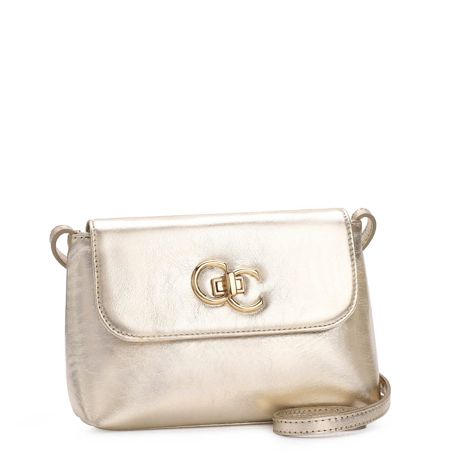Bolsa Transversal Couro Dourado