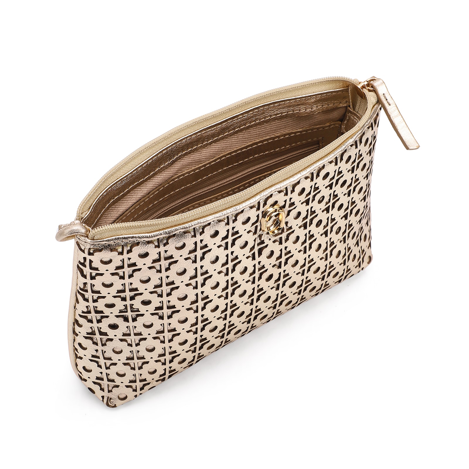 Bolsa Transversal Couro Dourado