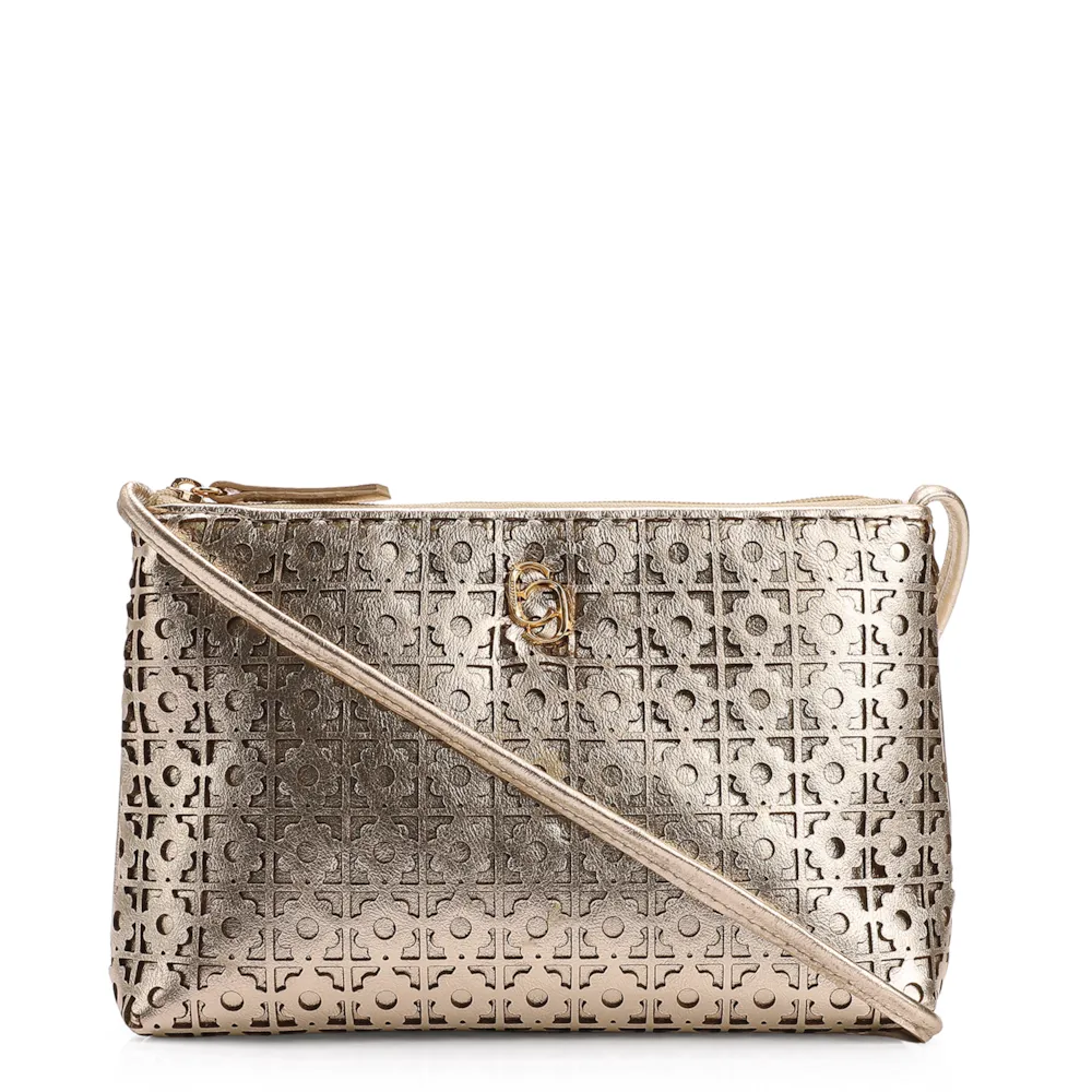 Bolsa Transversal Couro Dourado