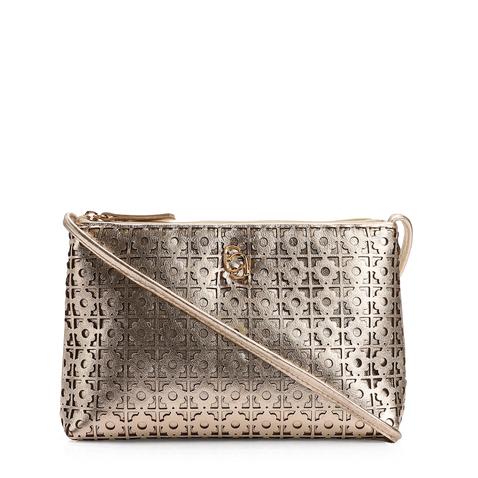 Bolsa Transversal Couro Dourado