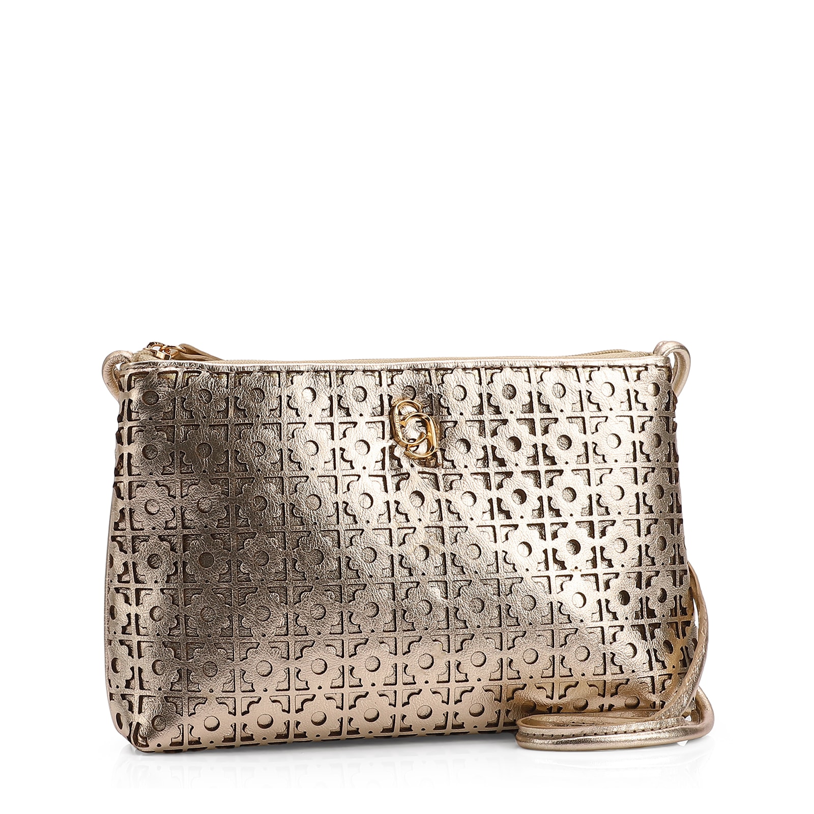 Bolsa Transversal Couro Dourado