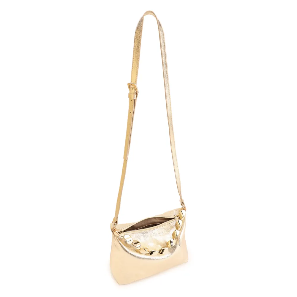 Bolsa Transversal Couro Dourado - imagem 4