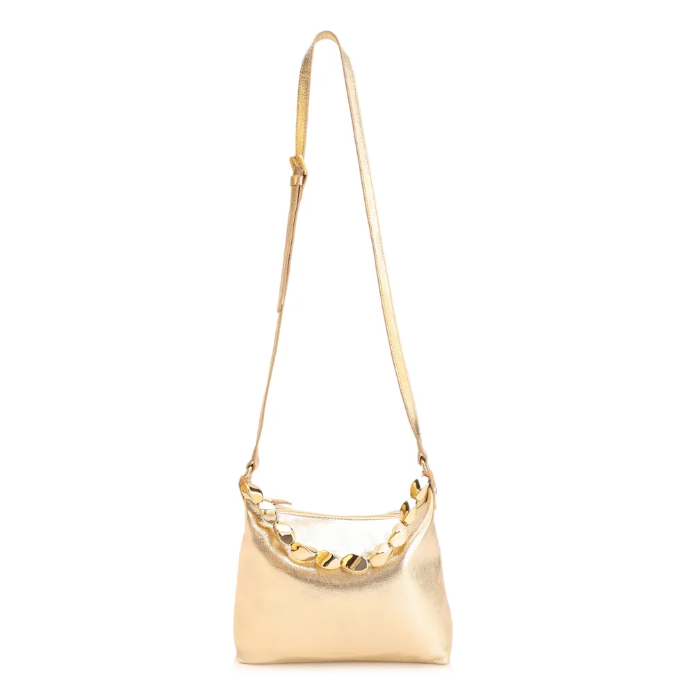 Bolsa Transversal Couro Dourado