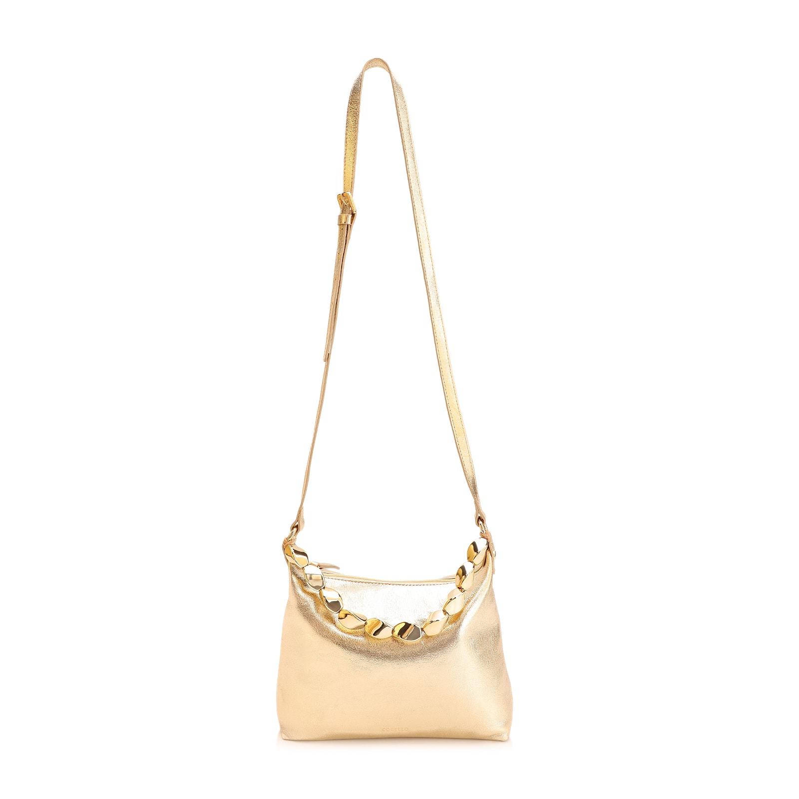Bolsa Transversal Couro Dourado