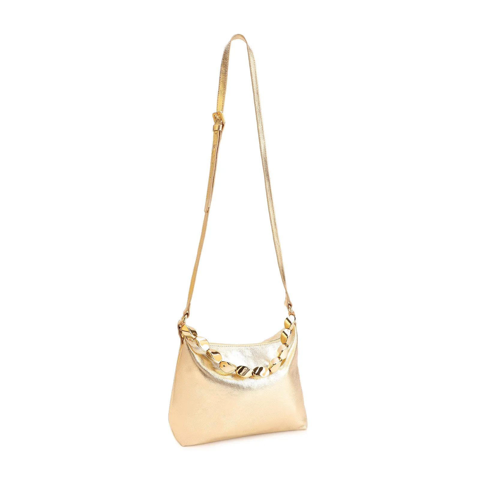 Bolsa Transversal Couro Dourado