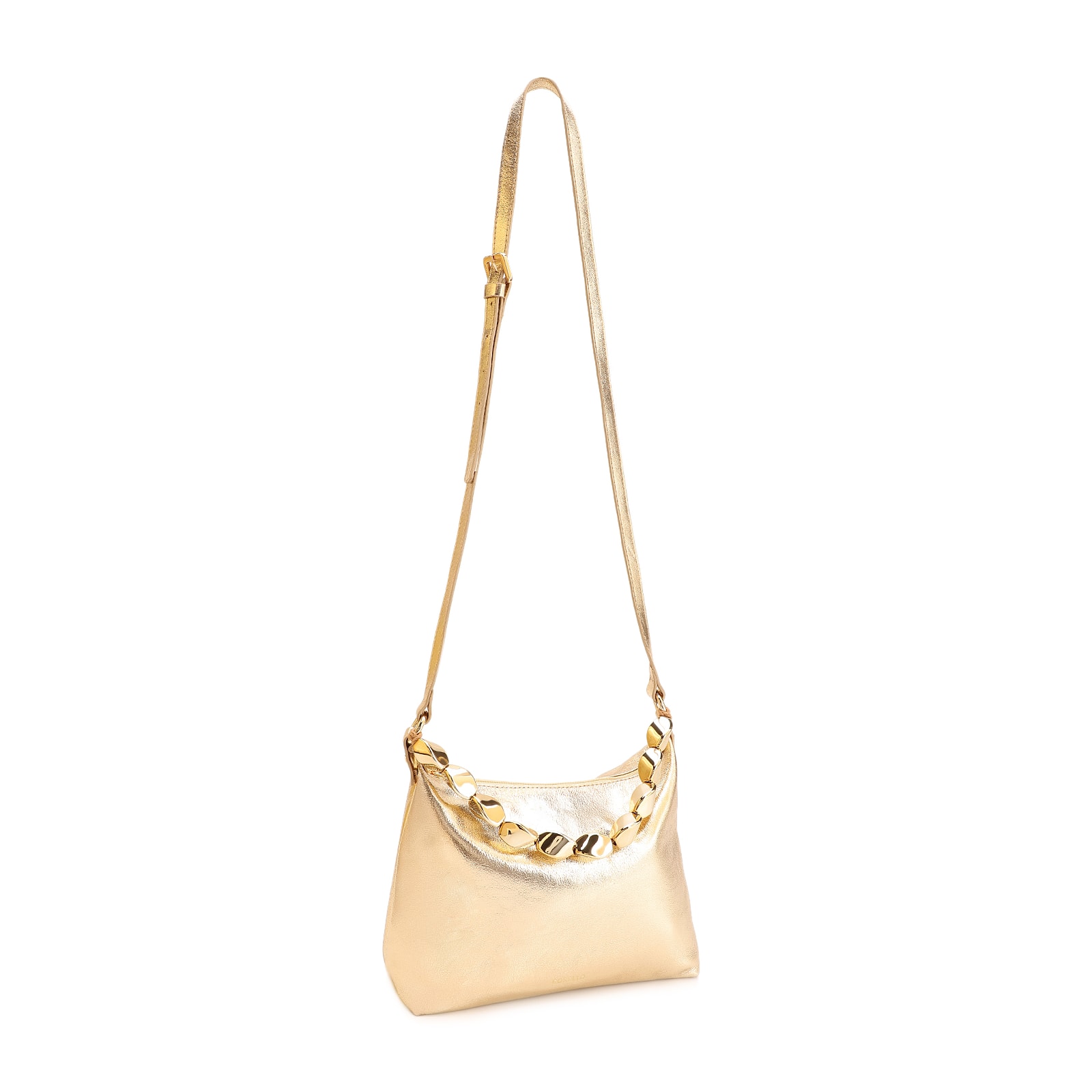 Bolsa Transversal Couro Dourado