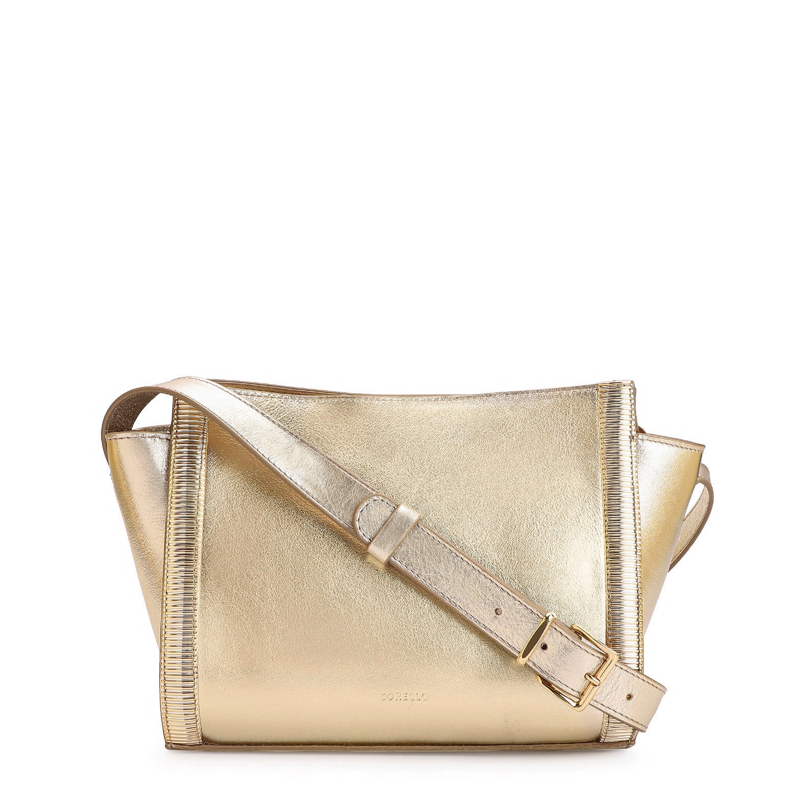 Bolsa Transversal Couro Dourado