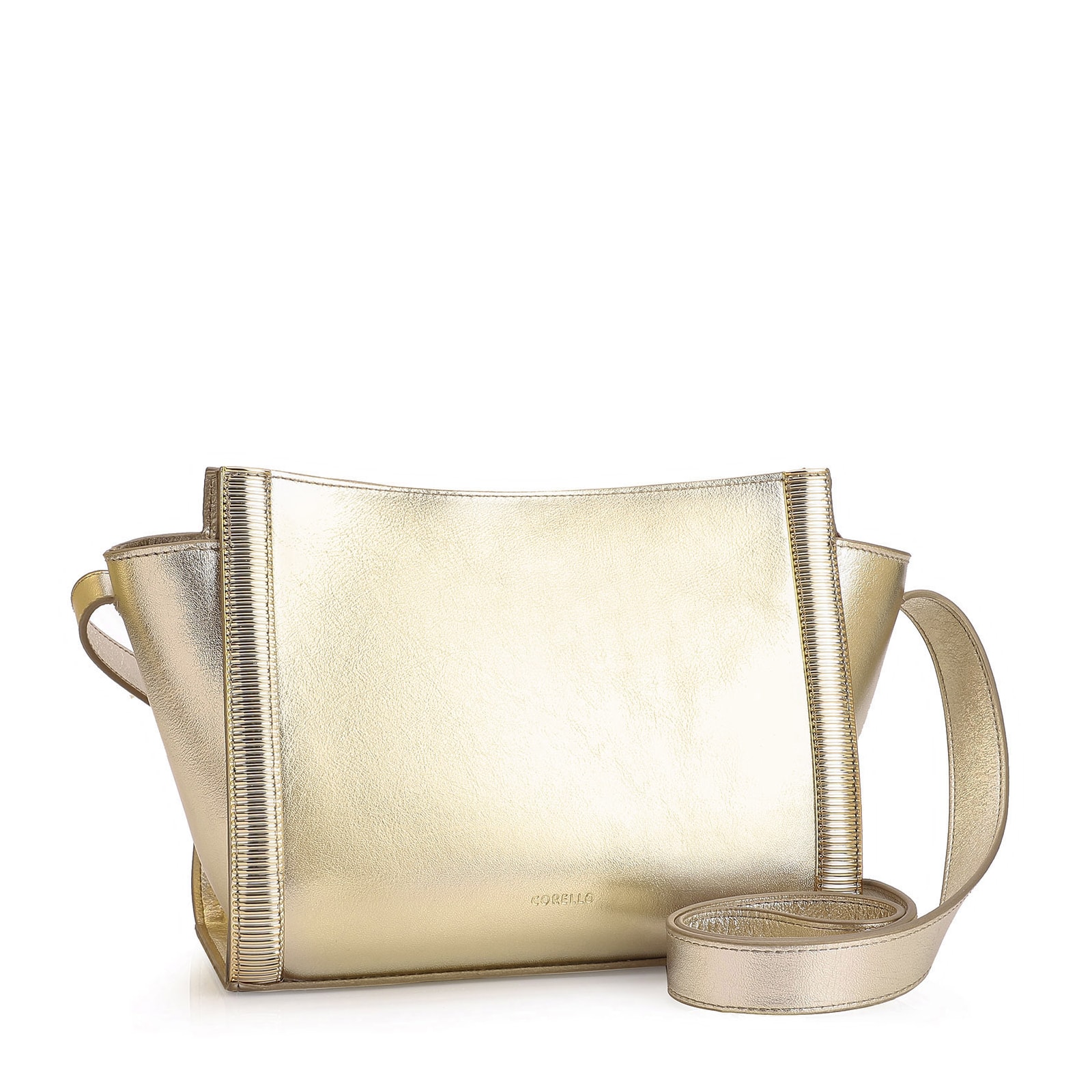 Bolsa Transversal Couro Dourado