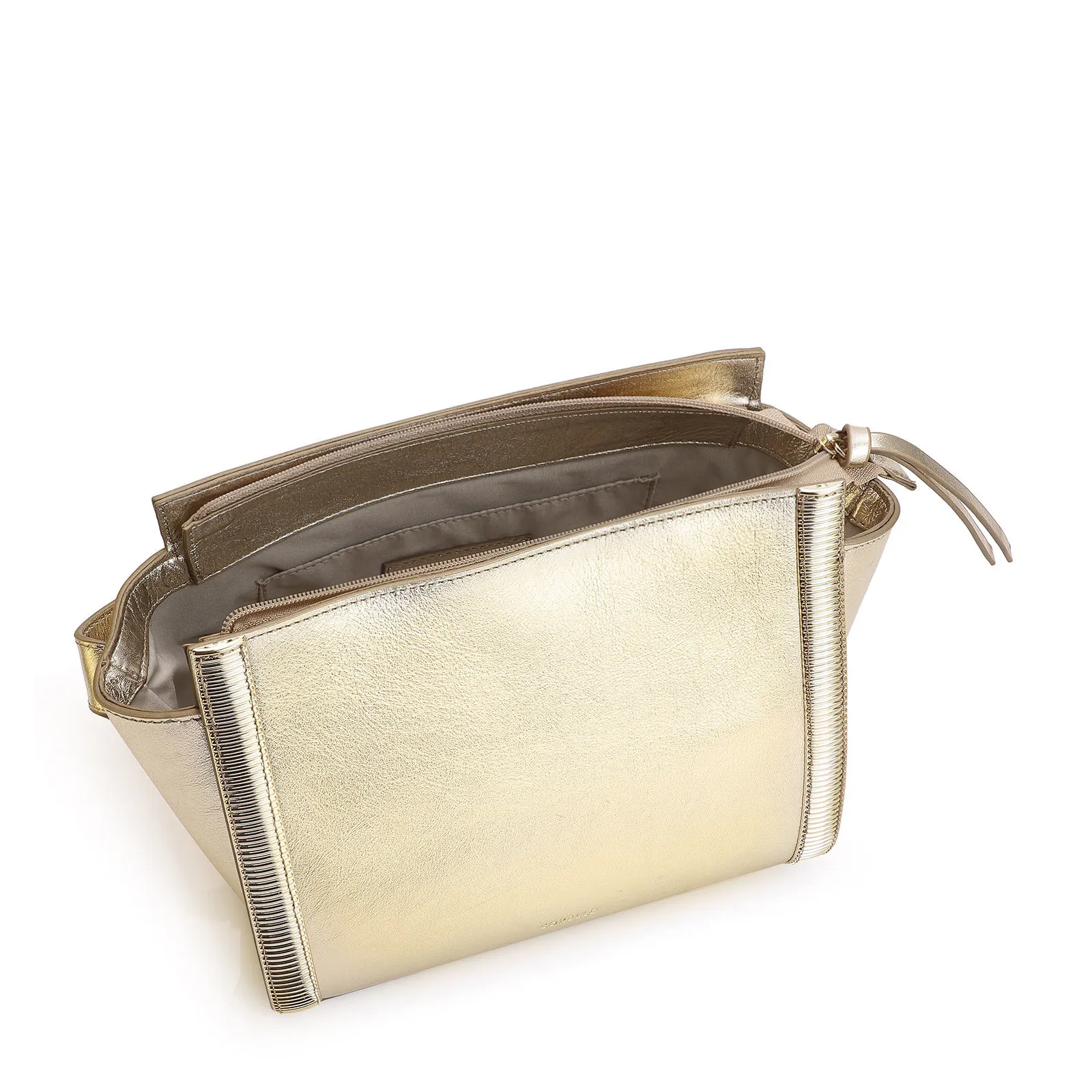 Bolsa Transversal Couro Dourado