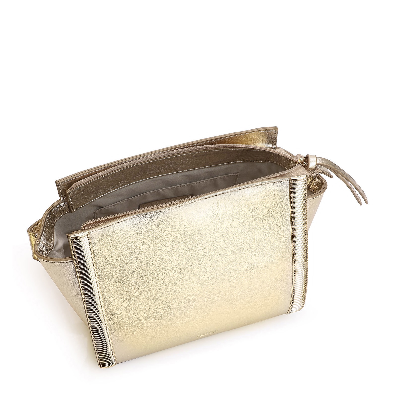 Bolsa Transversal Couro Dourado