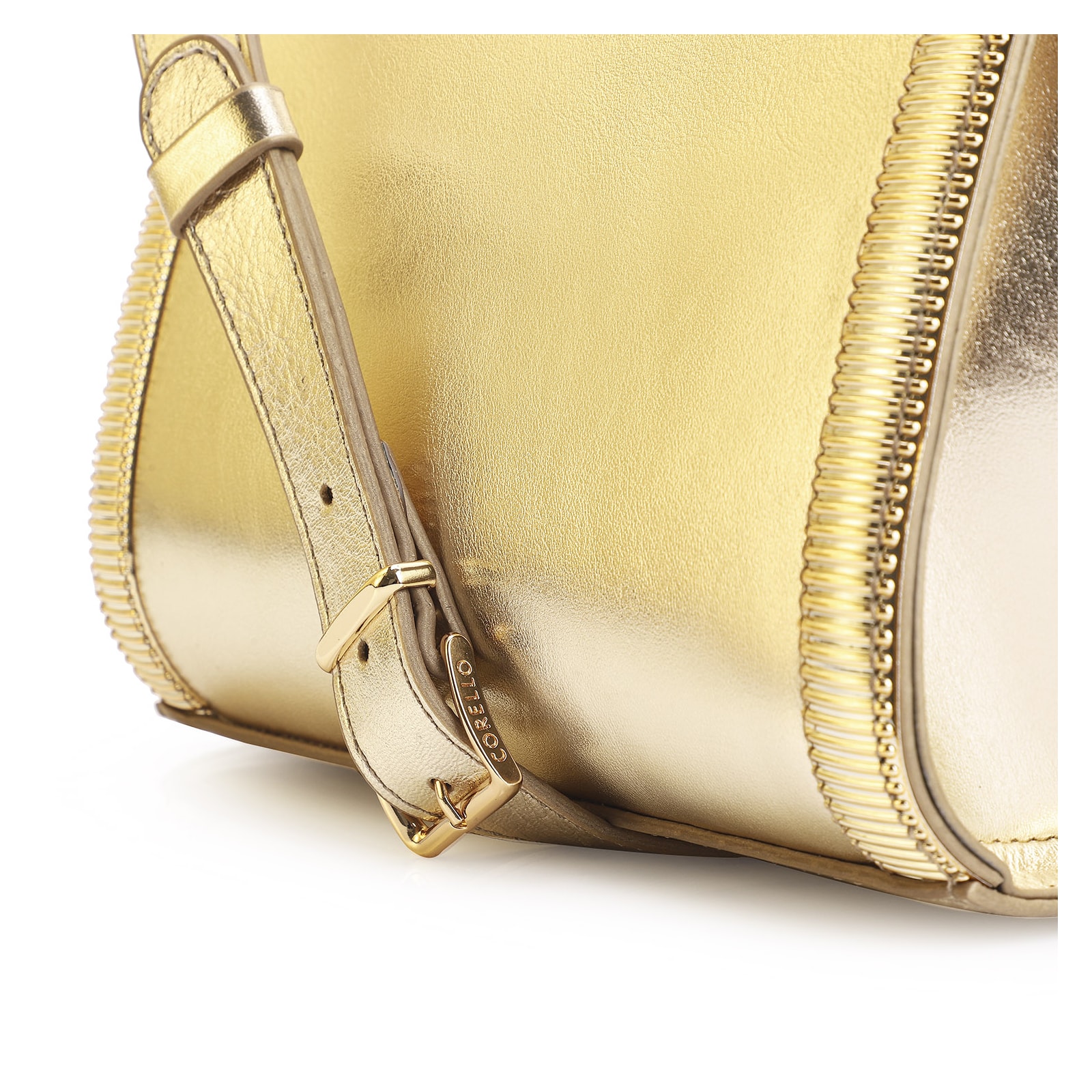 Bolsa Transversal Couro Dourado