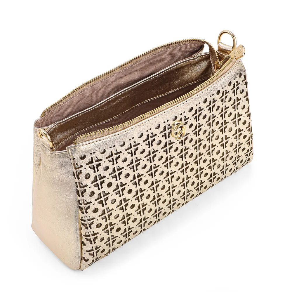 Bolsa Transversal Couro Dourado - imagem 4