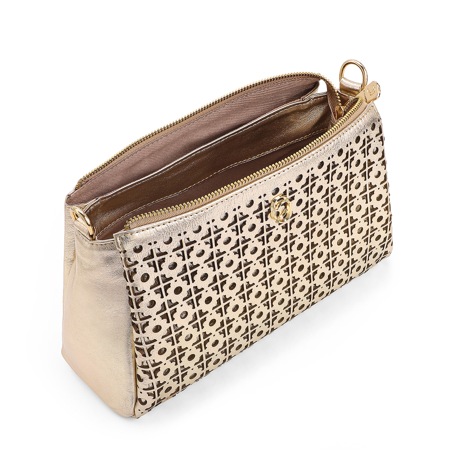 Bolsa Transversal Couro Dourado