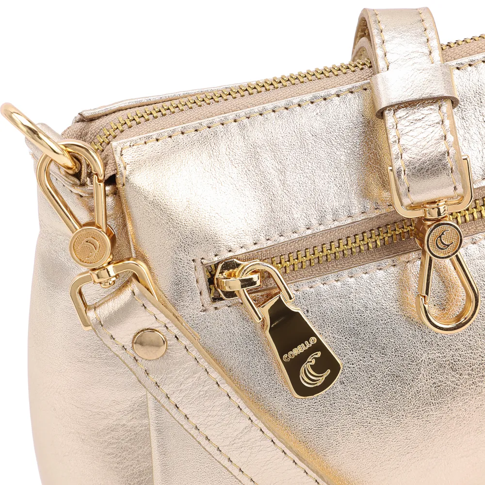 Bolsa Transversal Couro Dourado - imagem 5