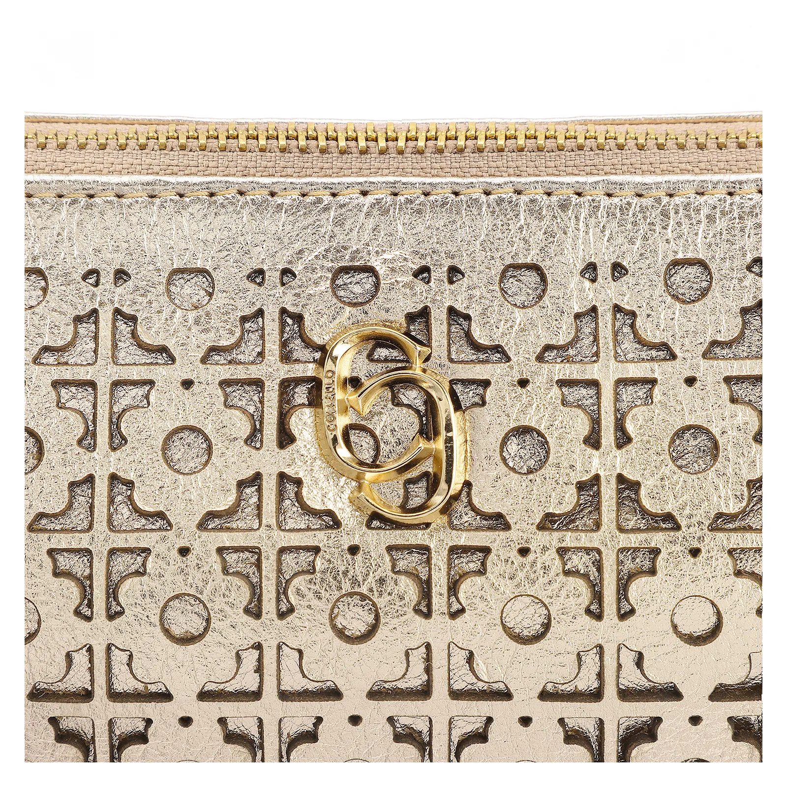 Bolsa Transversal Couro Dourado