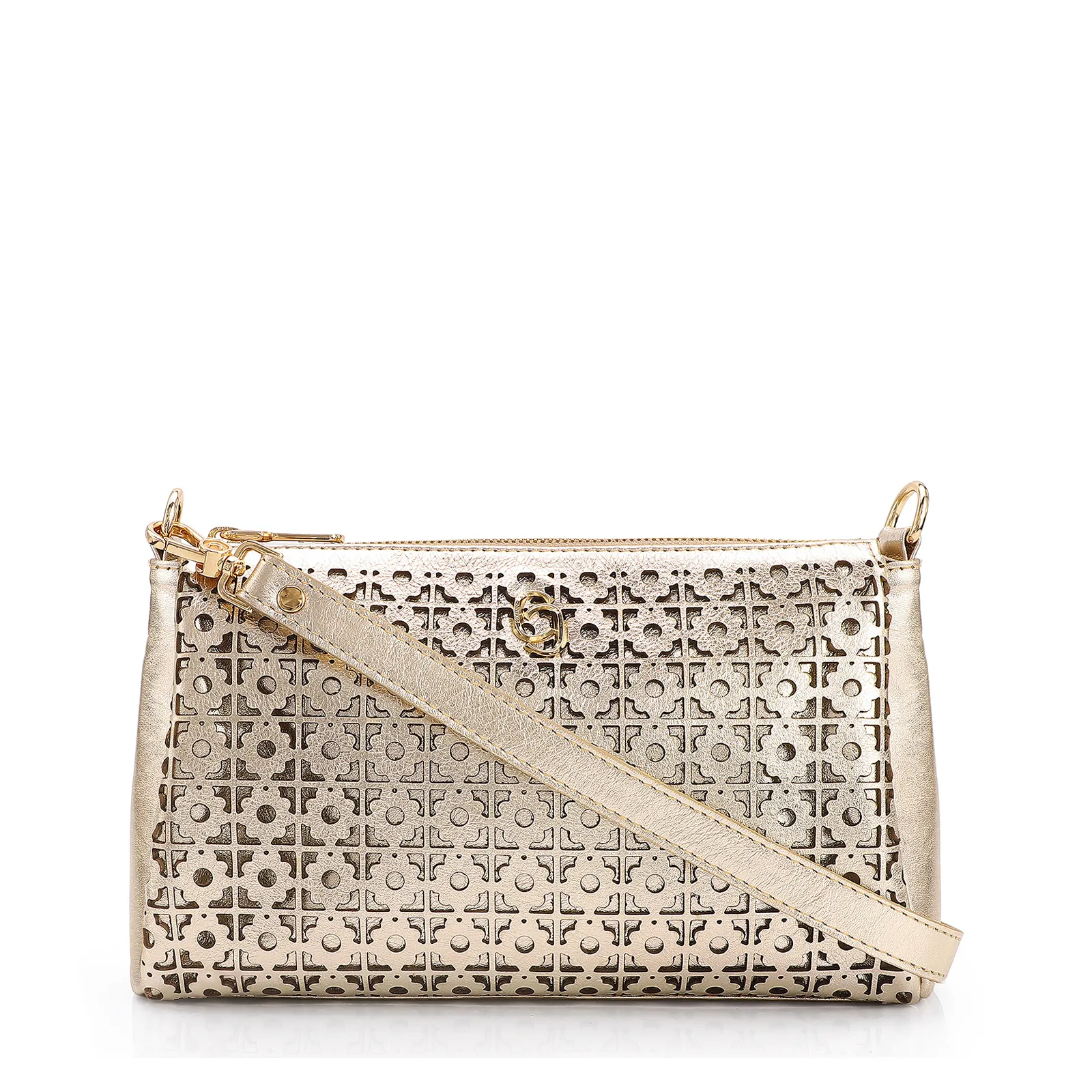 Bolsa Transversal Couro Dourado