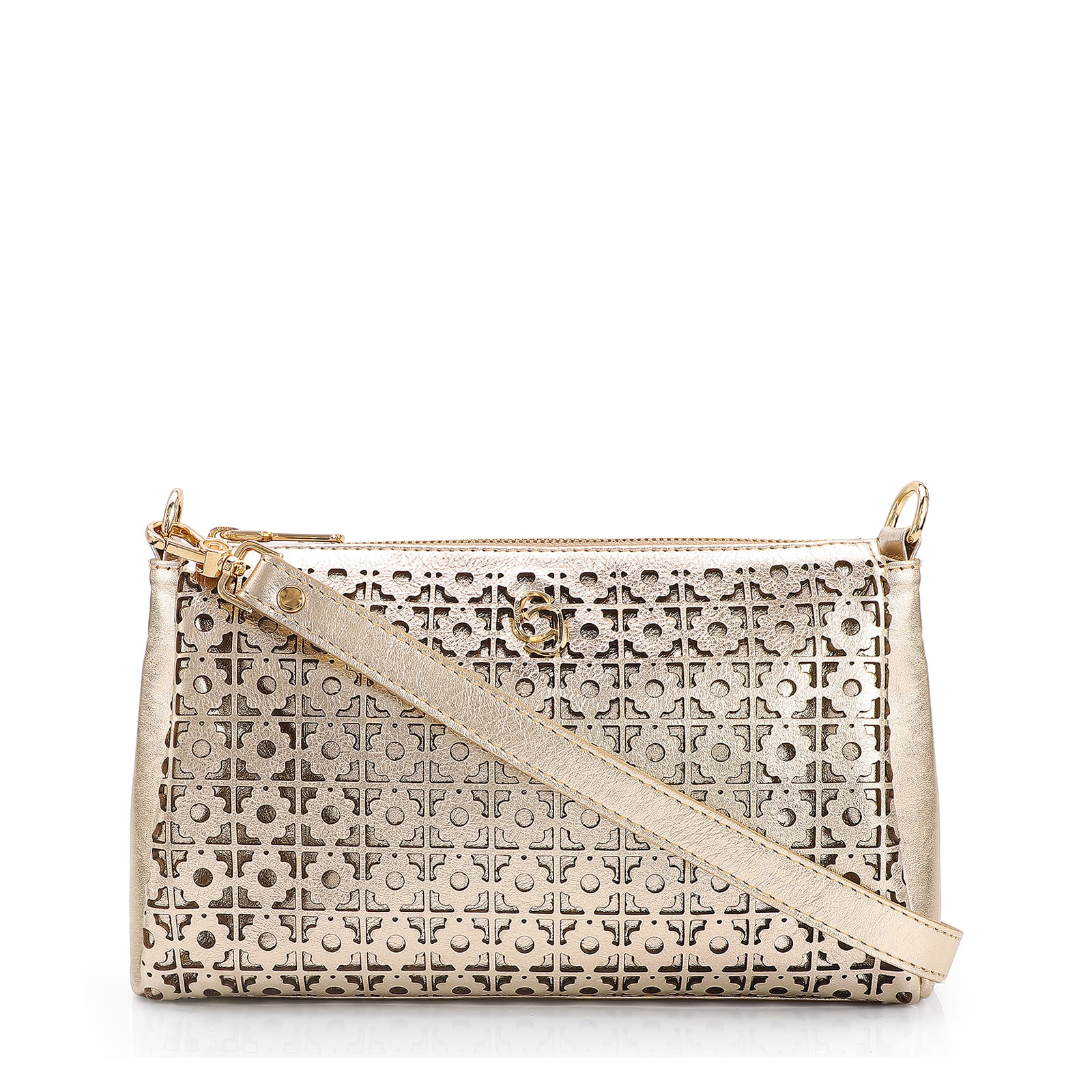 Bolsa Transversal Couro Dourado