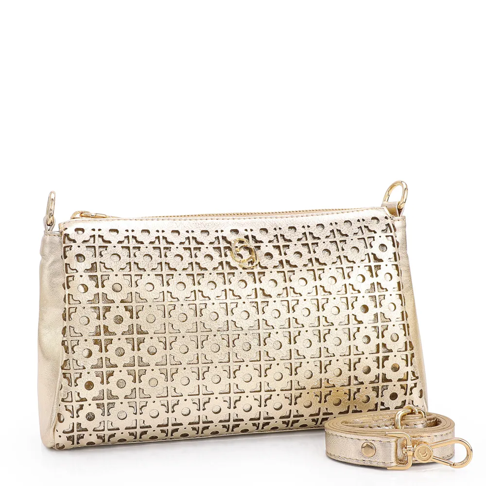 Bolsa Transversal Couro Dourado - imagem 2