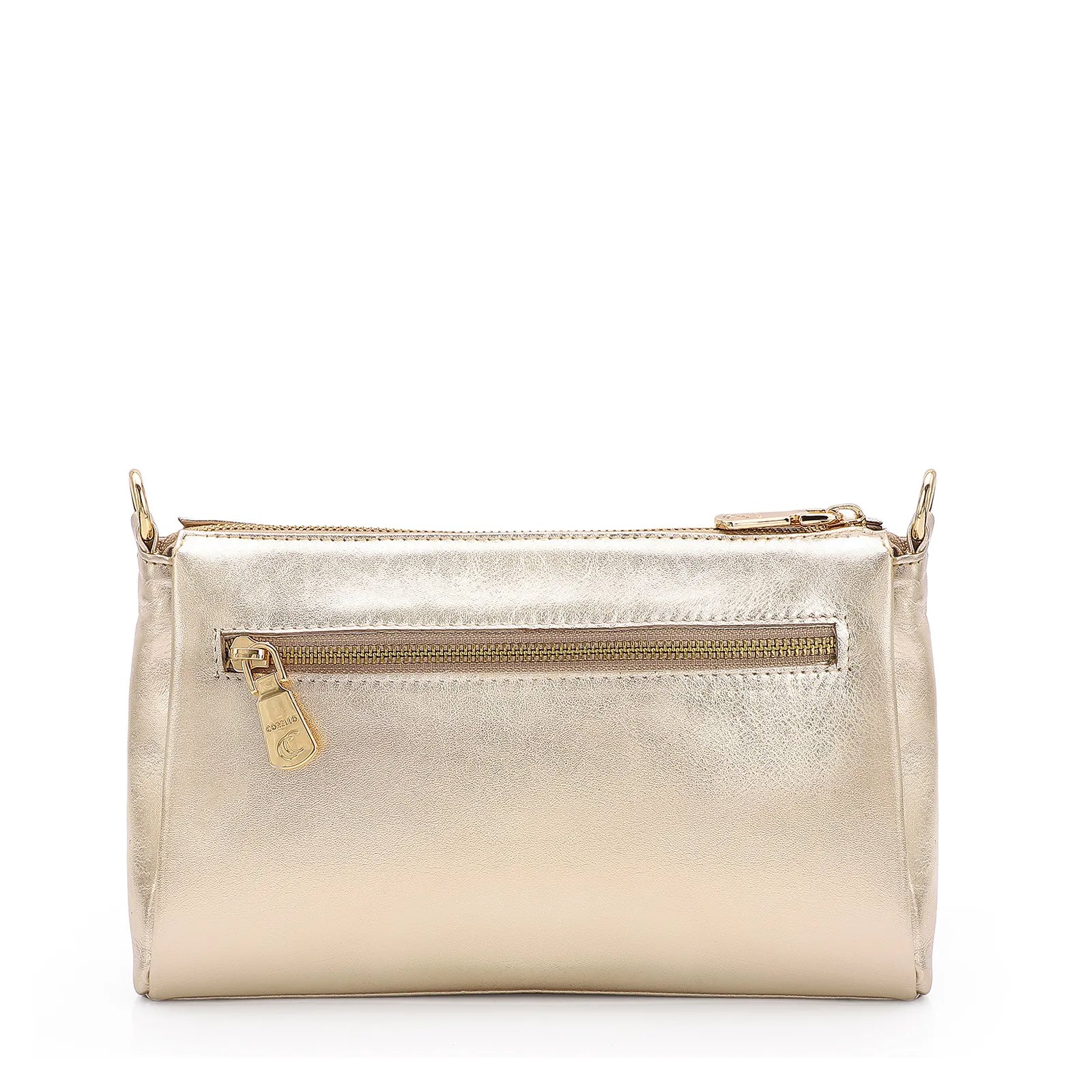 Bolsa Transversal Couro Dourado