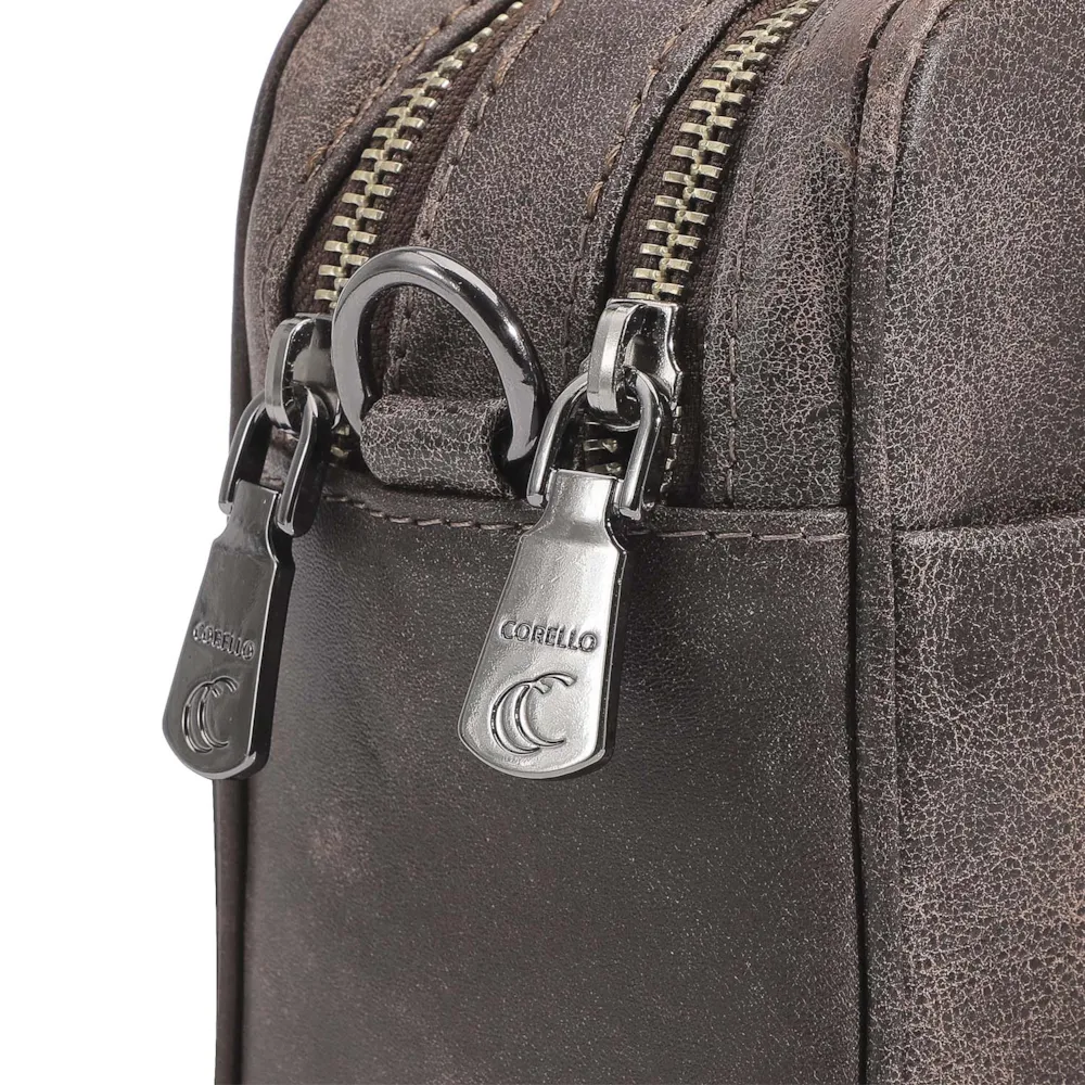 Bolsa Transversal Couro Estonado Marrom - imagem 5
