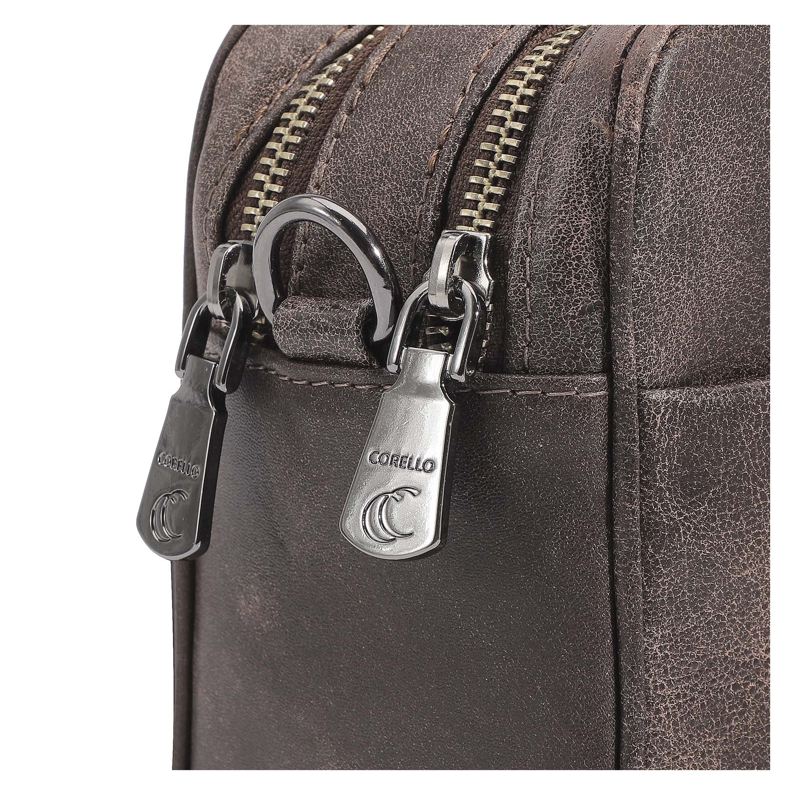 Bolsa Transversal Couro Estonado Marrom