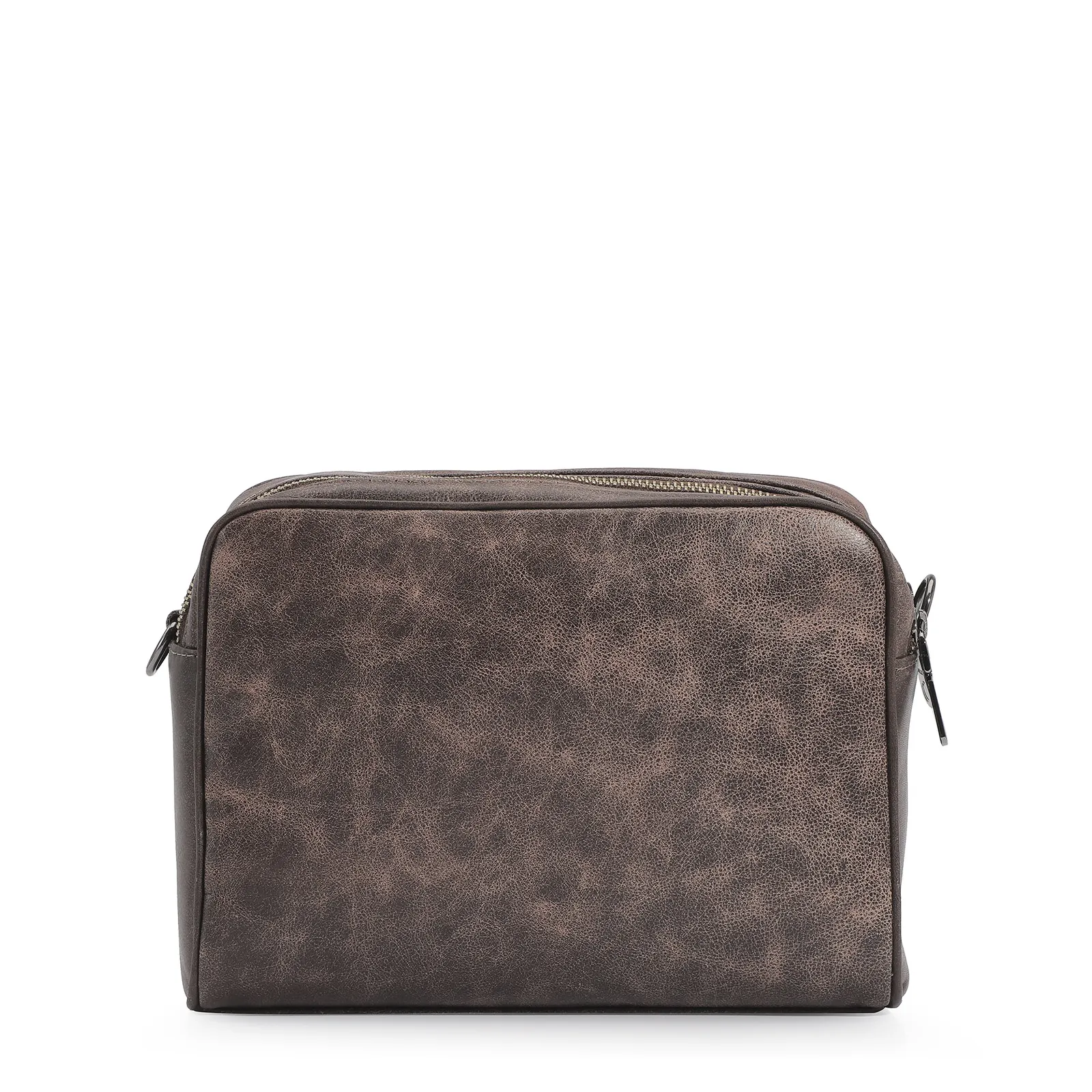 Bolsa Transversal Couro Estonado Marrom