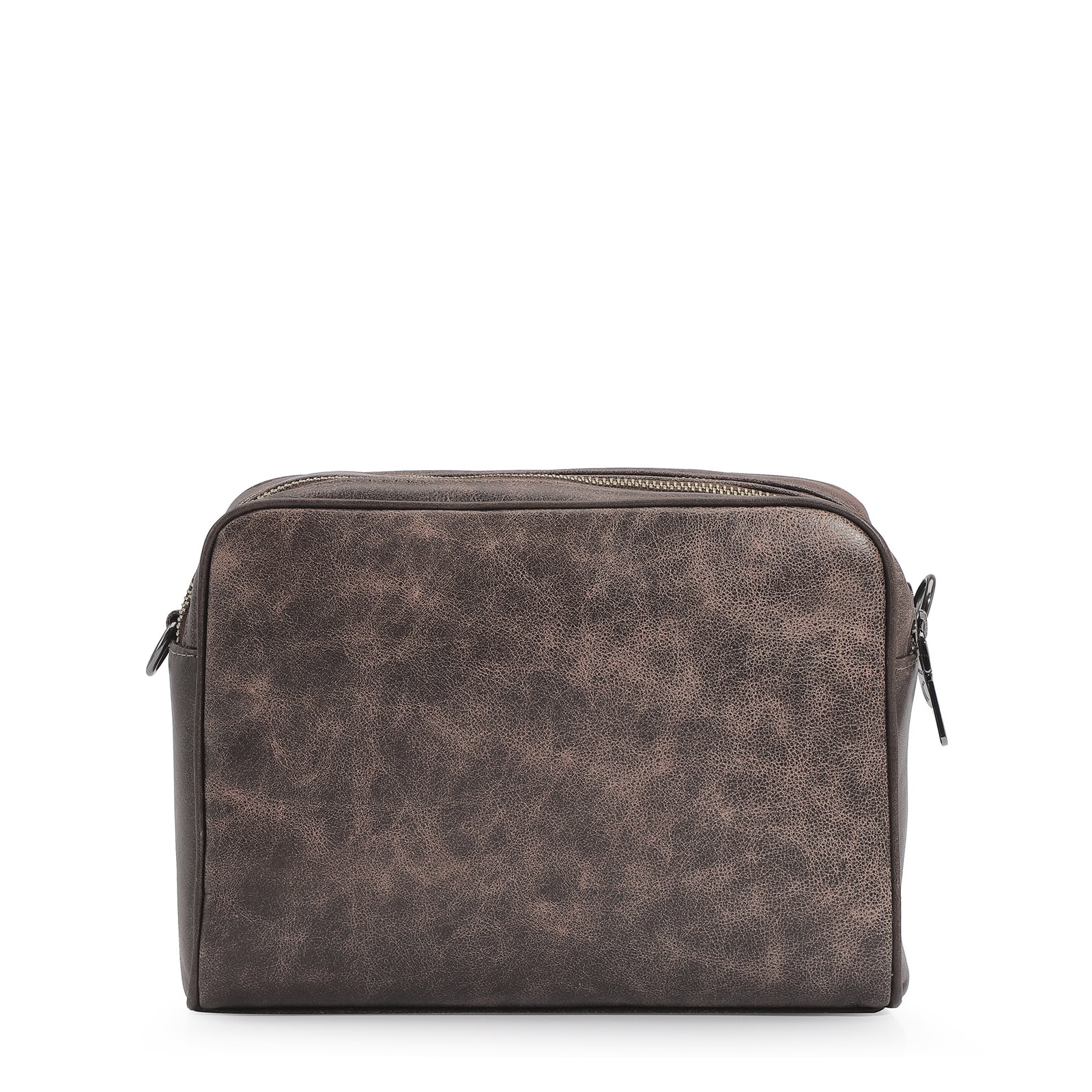 Bolsa Transversal Couro Estonado Marrom