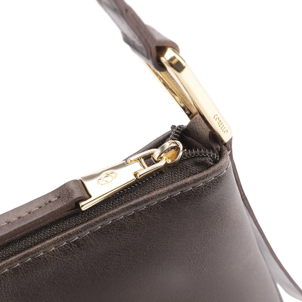 Bolsa Transversal Couro Estonado Marrom - imagem 5
