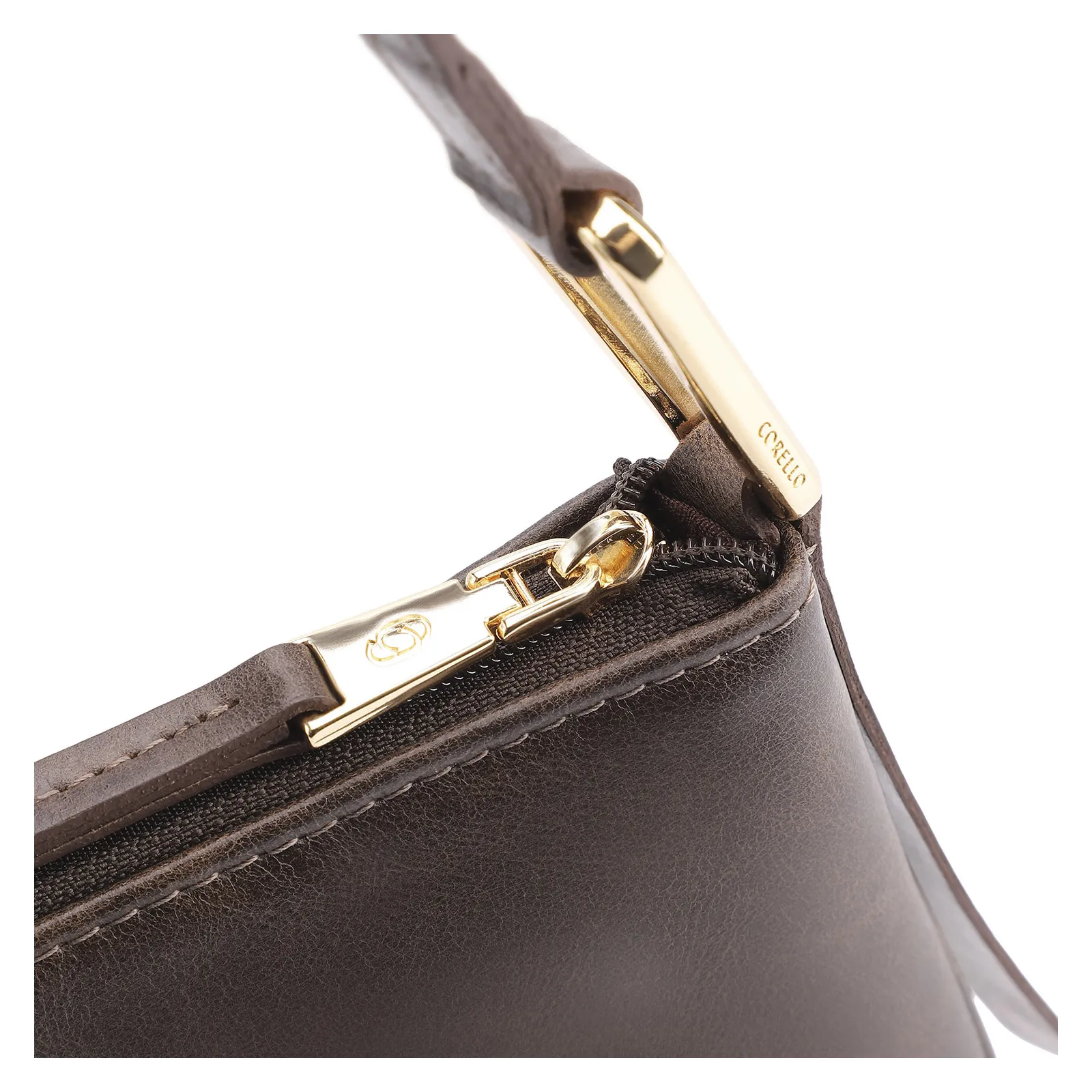 Bolsa Transversal Couro Estonado Marrom