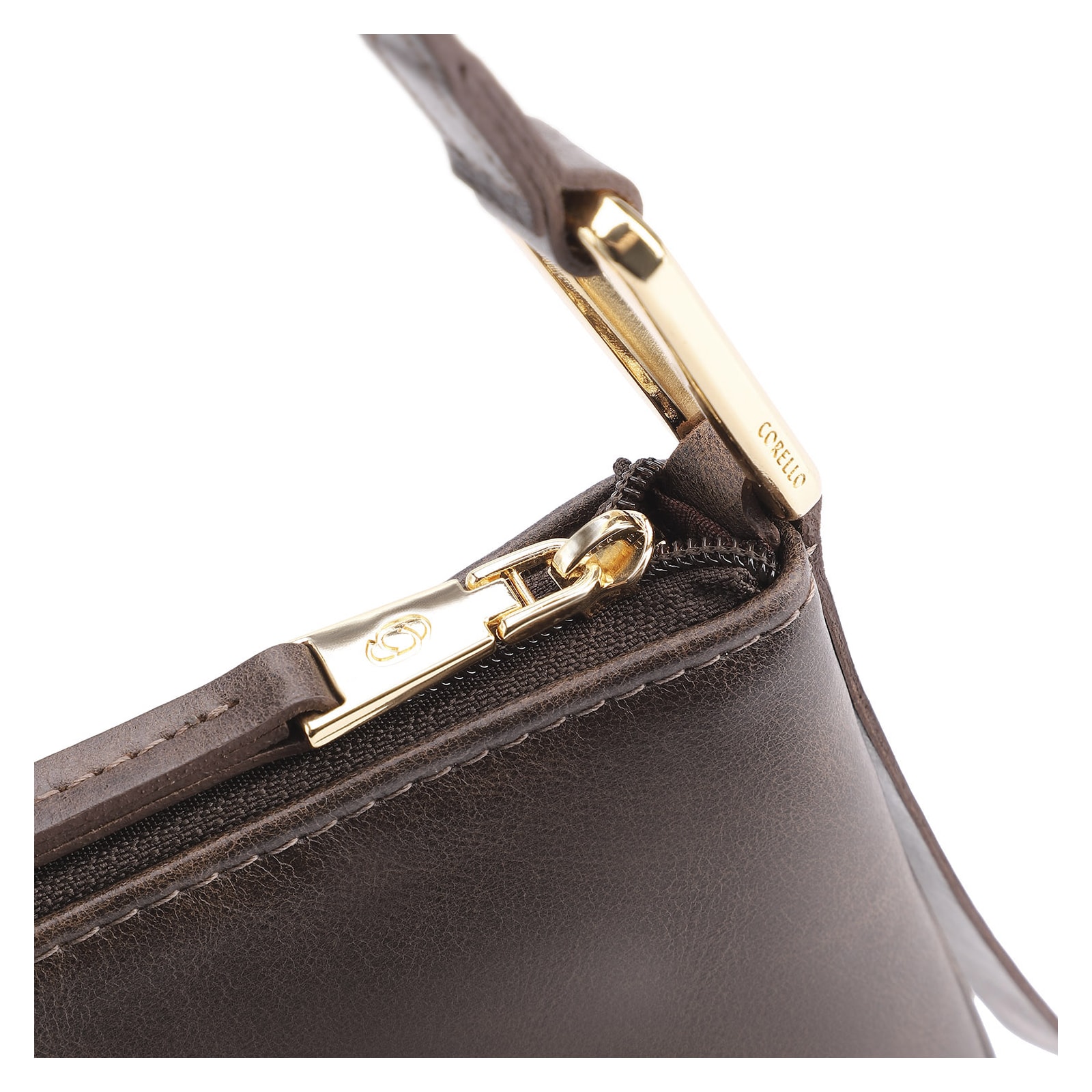 Bolsa Transversal Couro Estonado Marrom