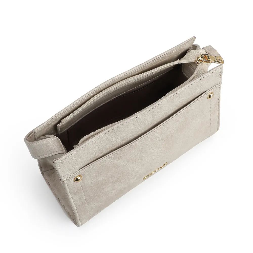 Bolsa Transversal Couro Estonado Off White - imagem 4