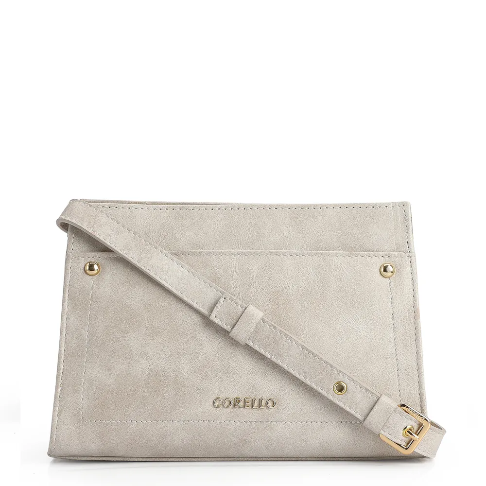 Bolsa Transversal Couro Estonado Off White