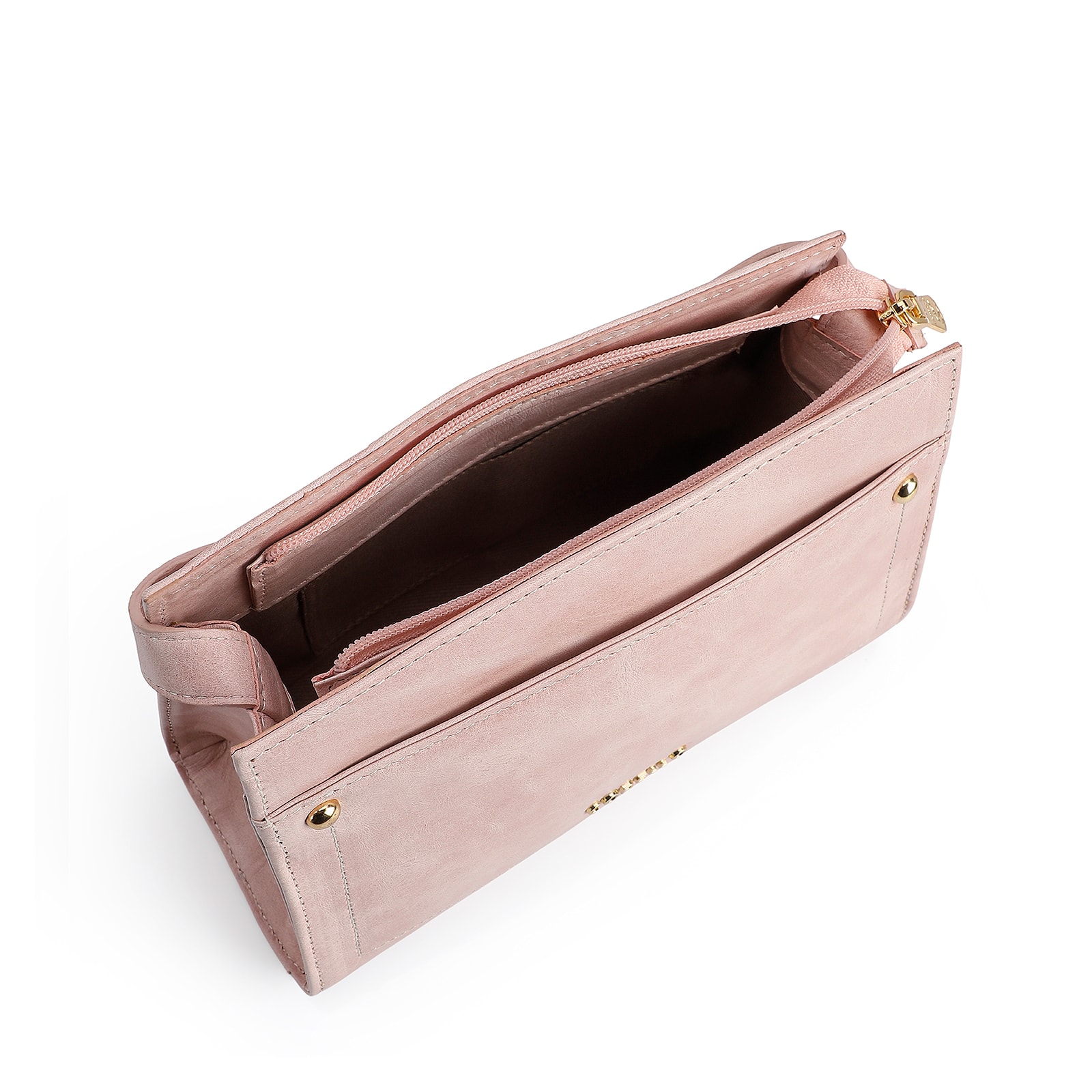 Bolsa Transversal Couro Estonado Rosa
