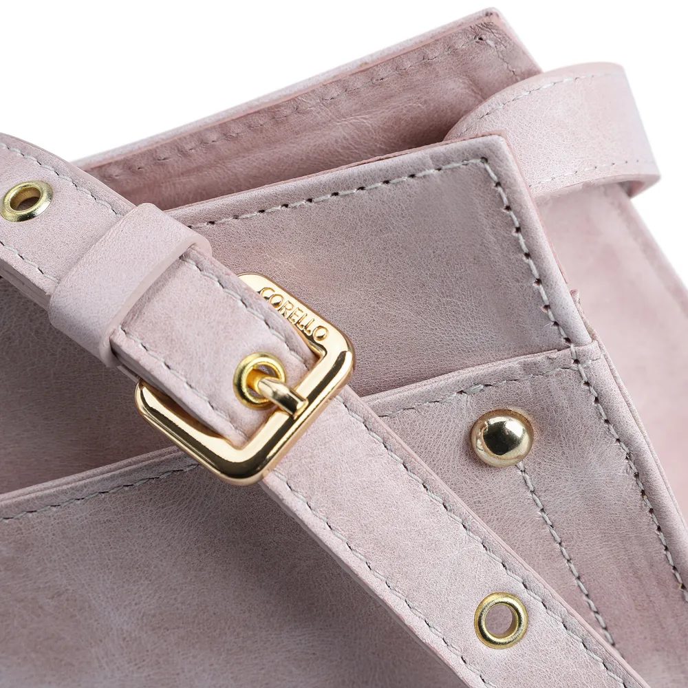 Bolsa Transversal Couro Estonado Rosa - imagem 5