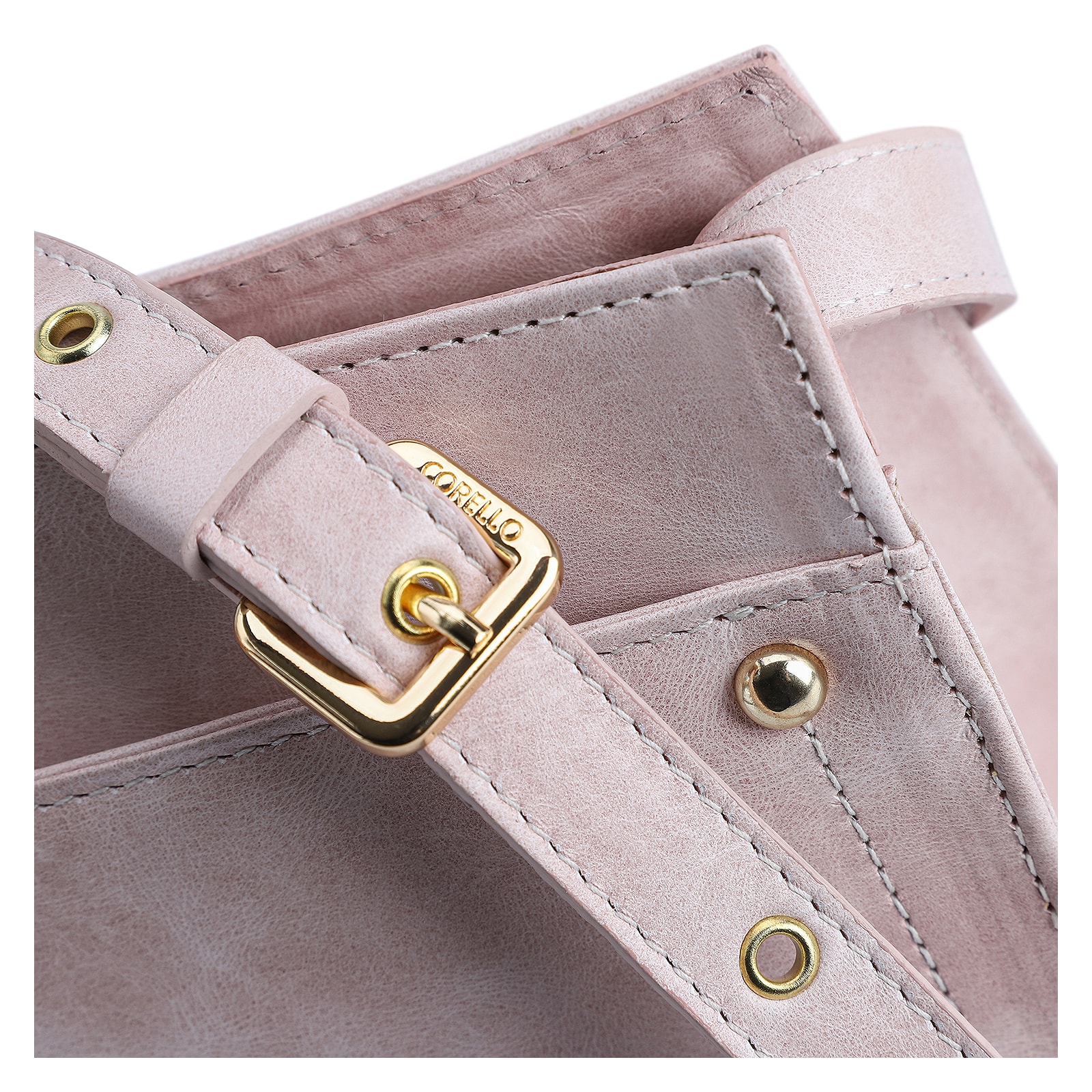 Bolsa Transversal Couro Estonado Rosa