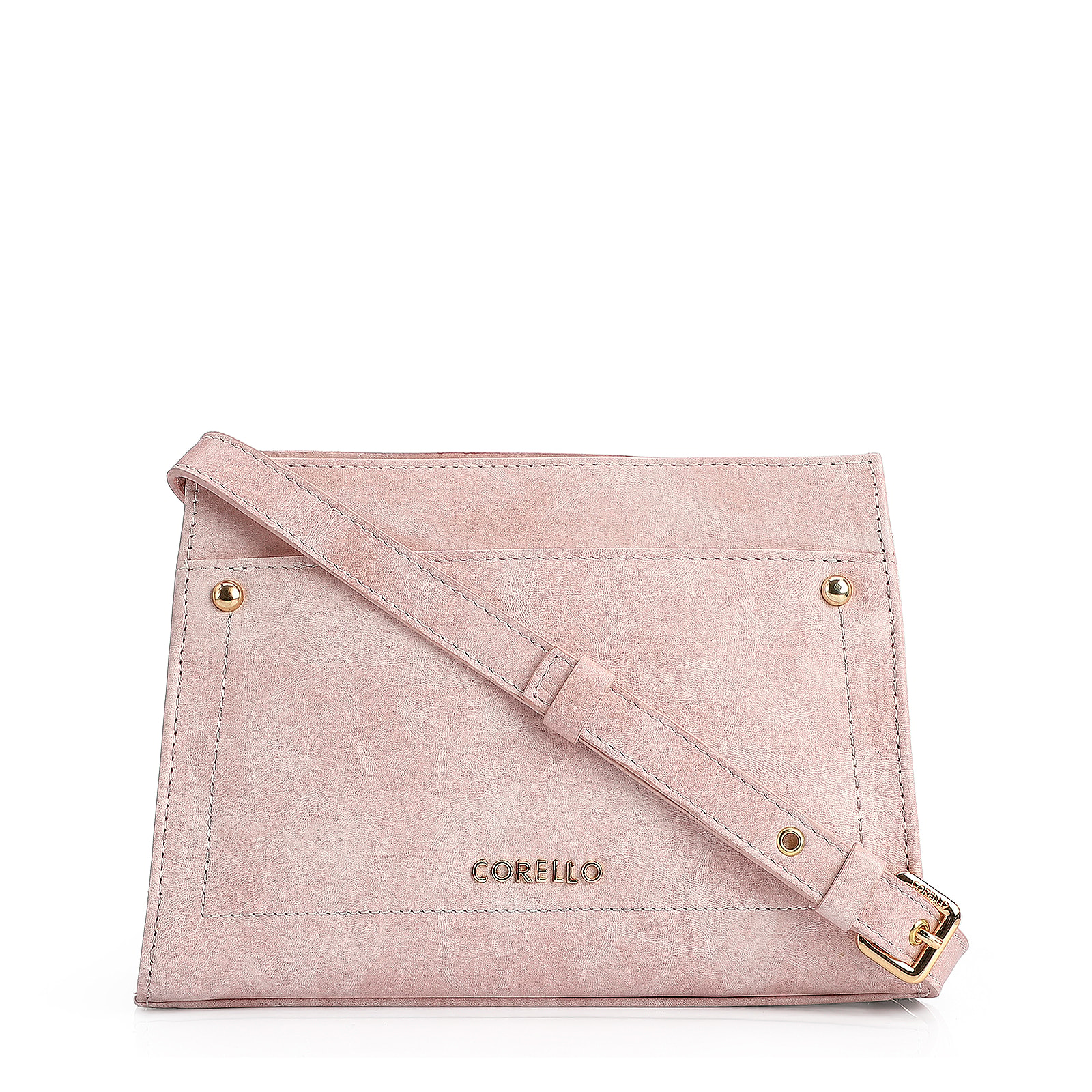 Bolsa Transversal Couro Estonado Rosa