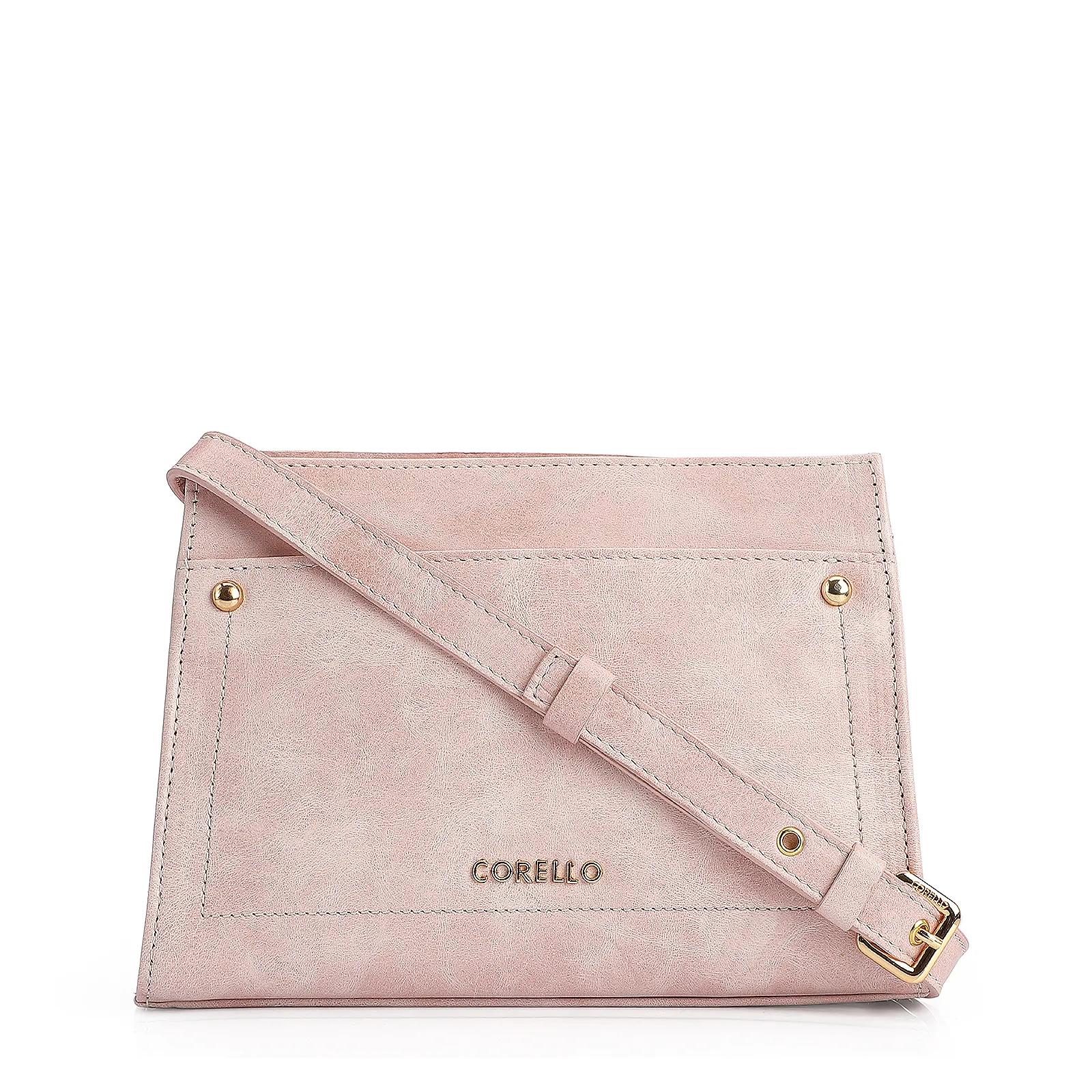 Bolsa Transversal Couro Estonado Rosa