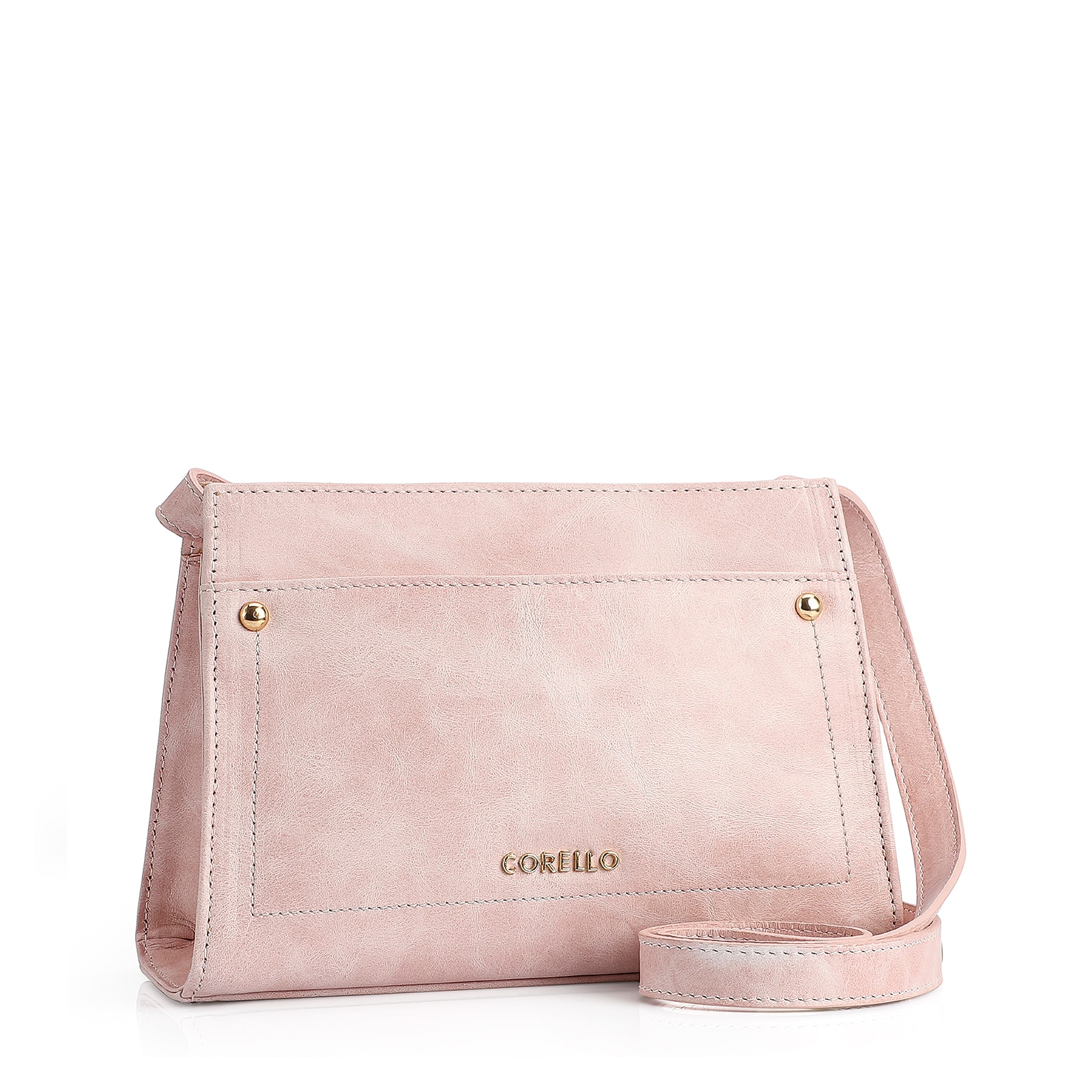 Bolsa Transversal Couro Estonado Rosa