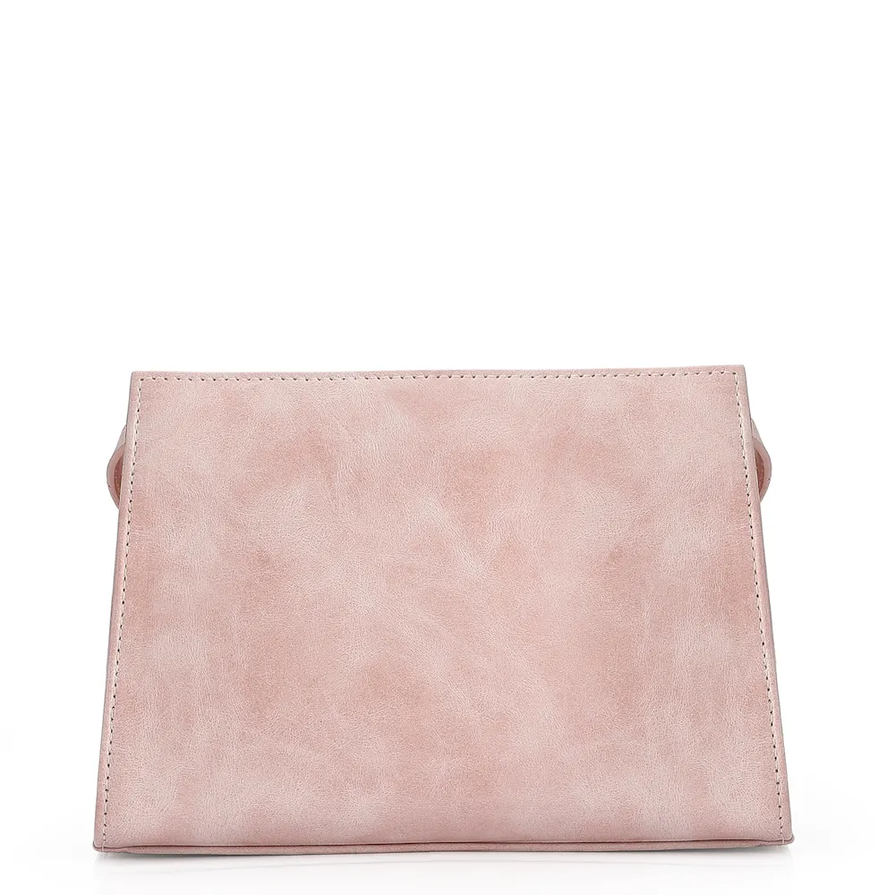 Bolsa Transversal Couro Estonado Rosa - imagem 3